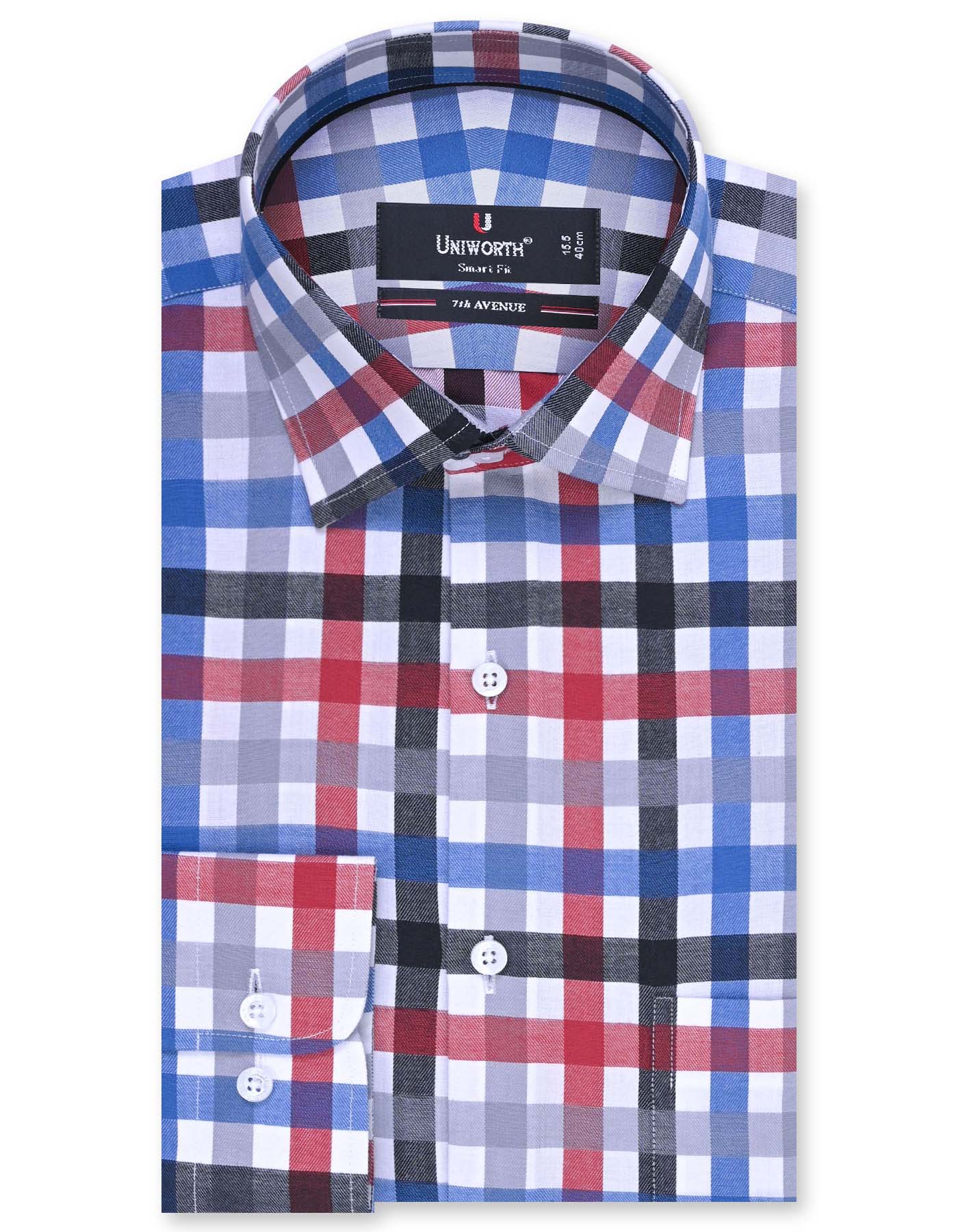 Navy Check Tailored Smart Fit Shirt
