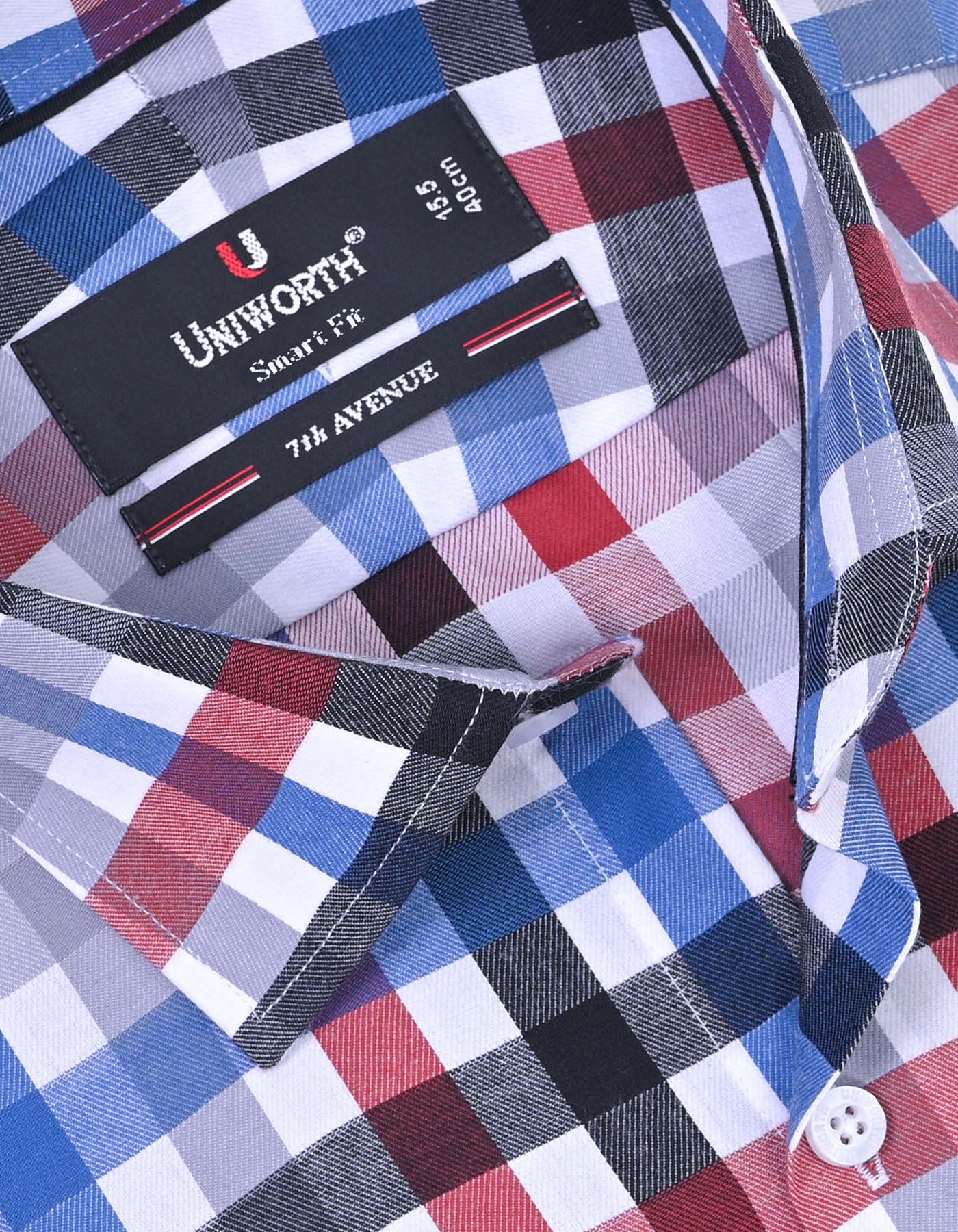 Navy Check Tailored Smart Fit Shirt - Image 2