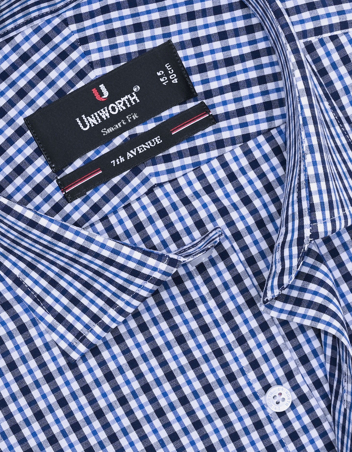 Navy Check Tailored Smart Fit Shirt - Image 2