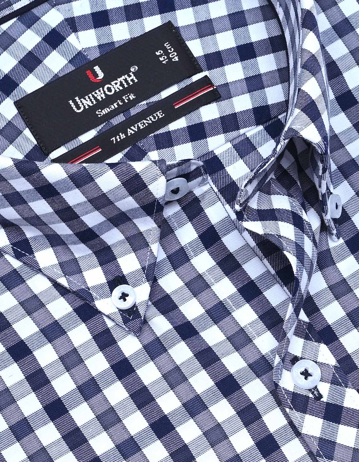 Navy Check Tailored Smart Fit Shirt - Image 2