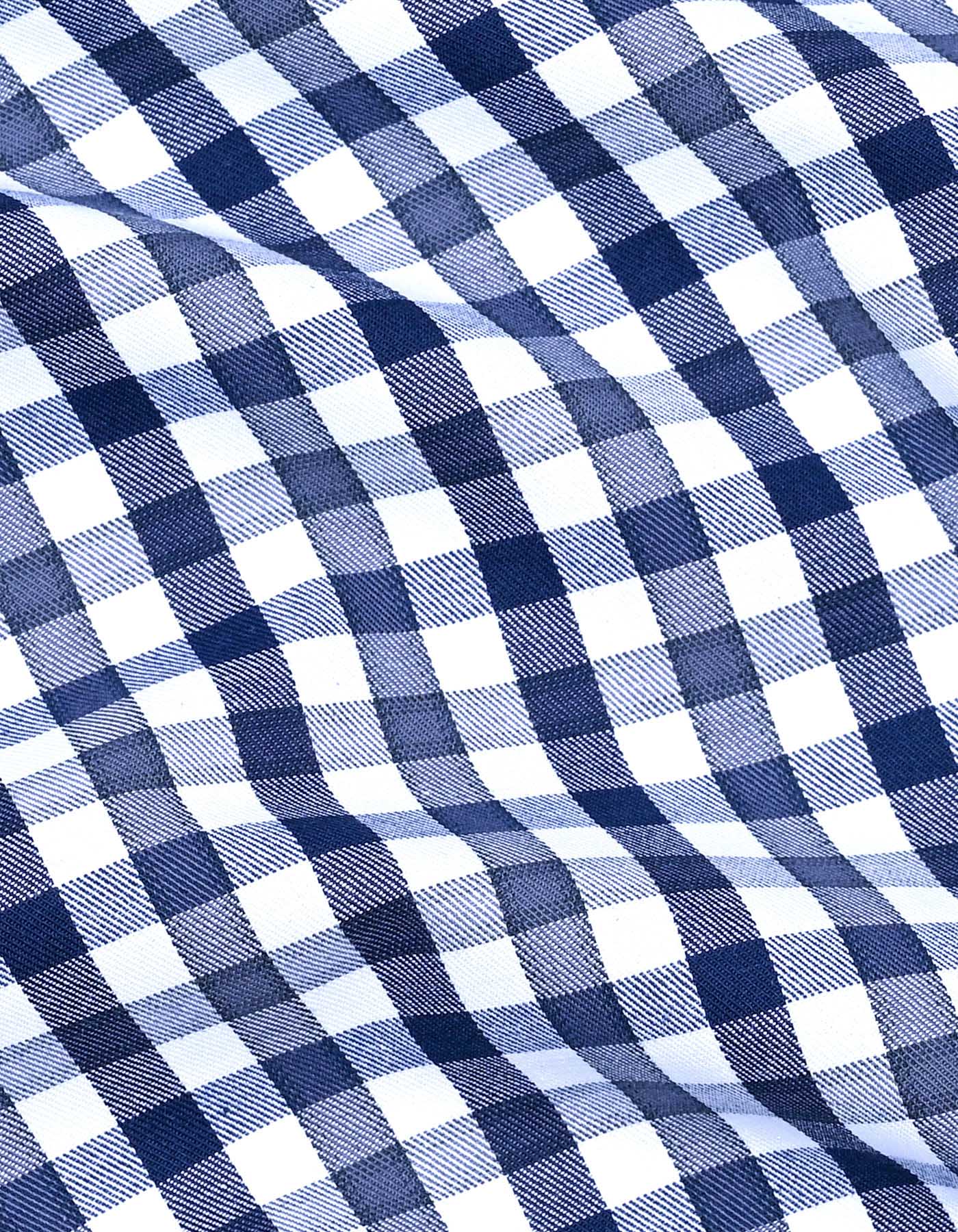 Navy Check Tailored Smart Fit Shirt - Image 5