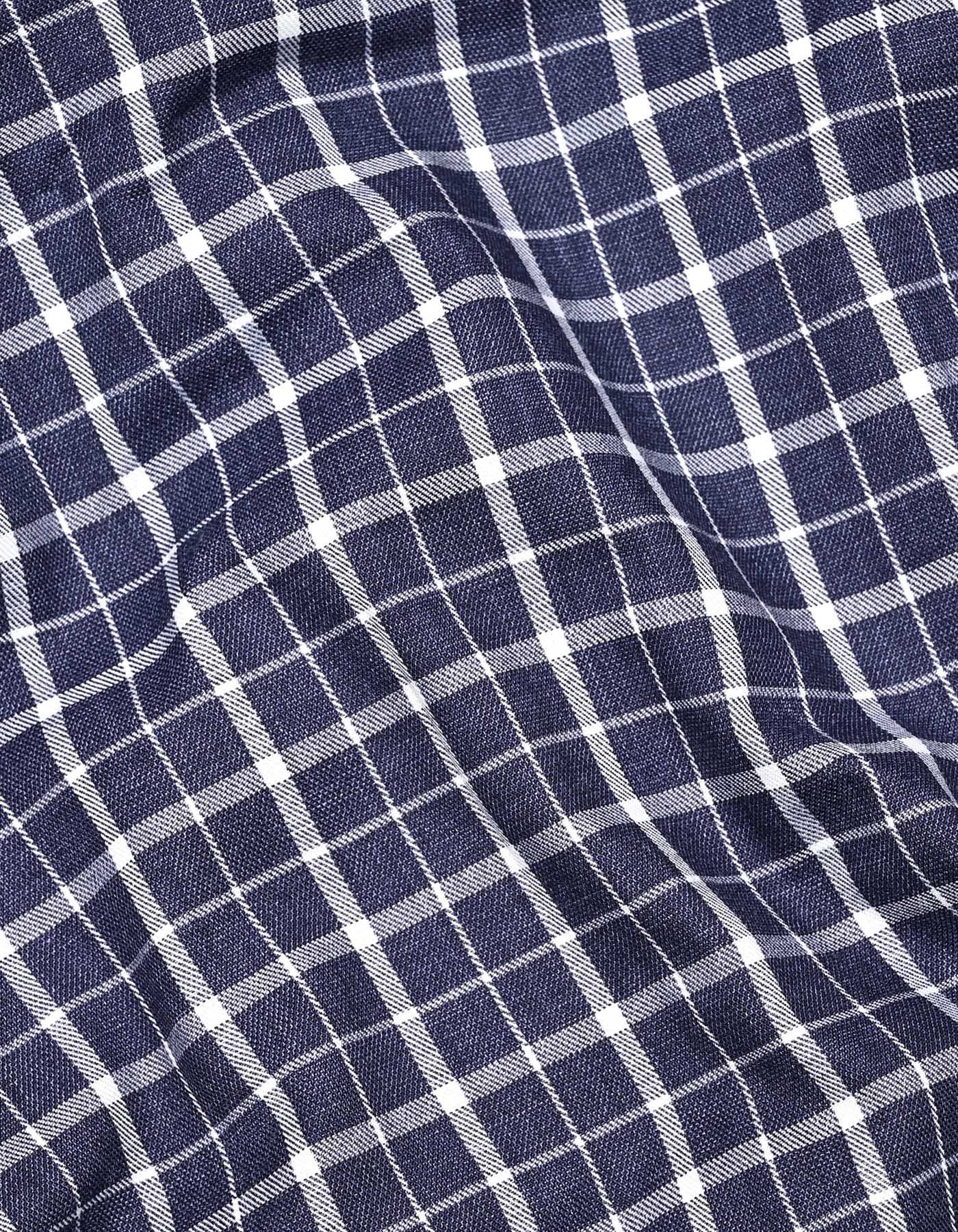 Navy Check Tailored Smart Fit Shirt - Image 4