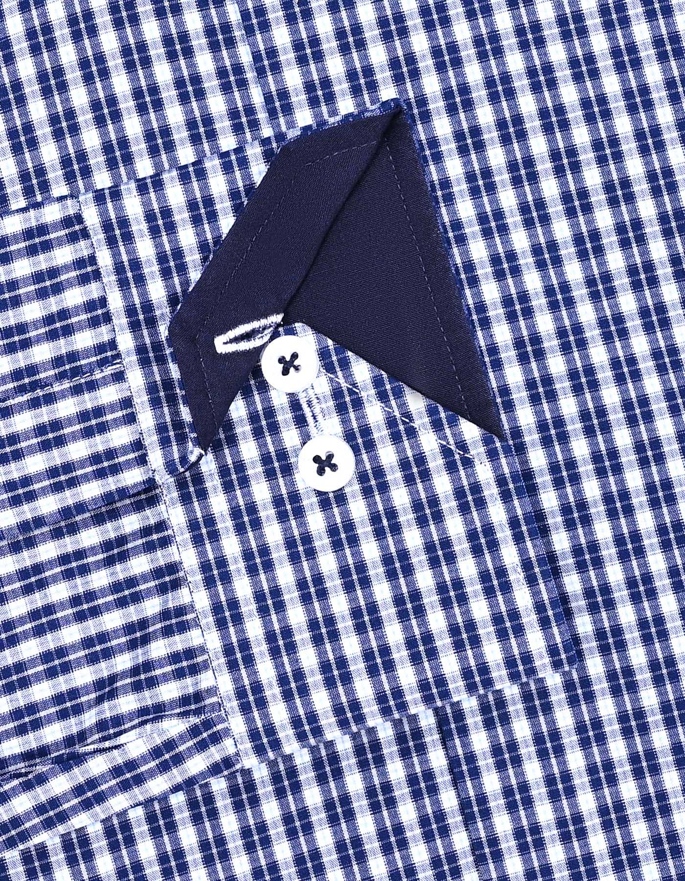 Navy Check Tailored Smart Fit Shirt - Image 3