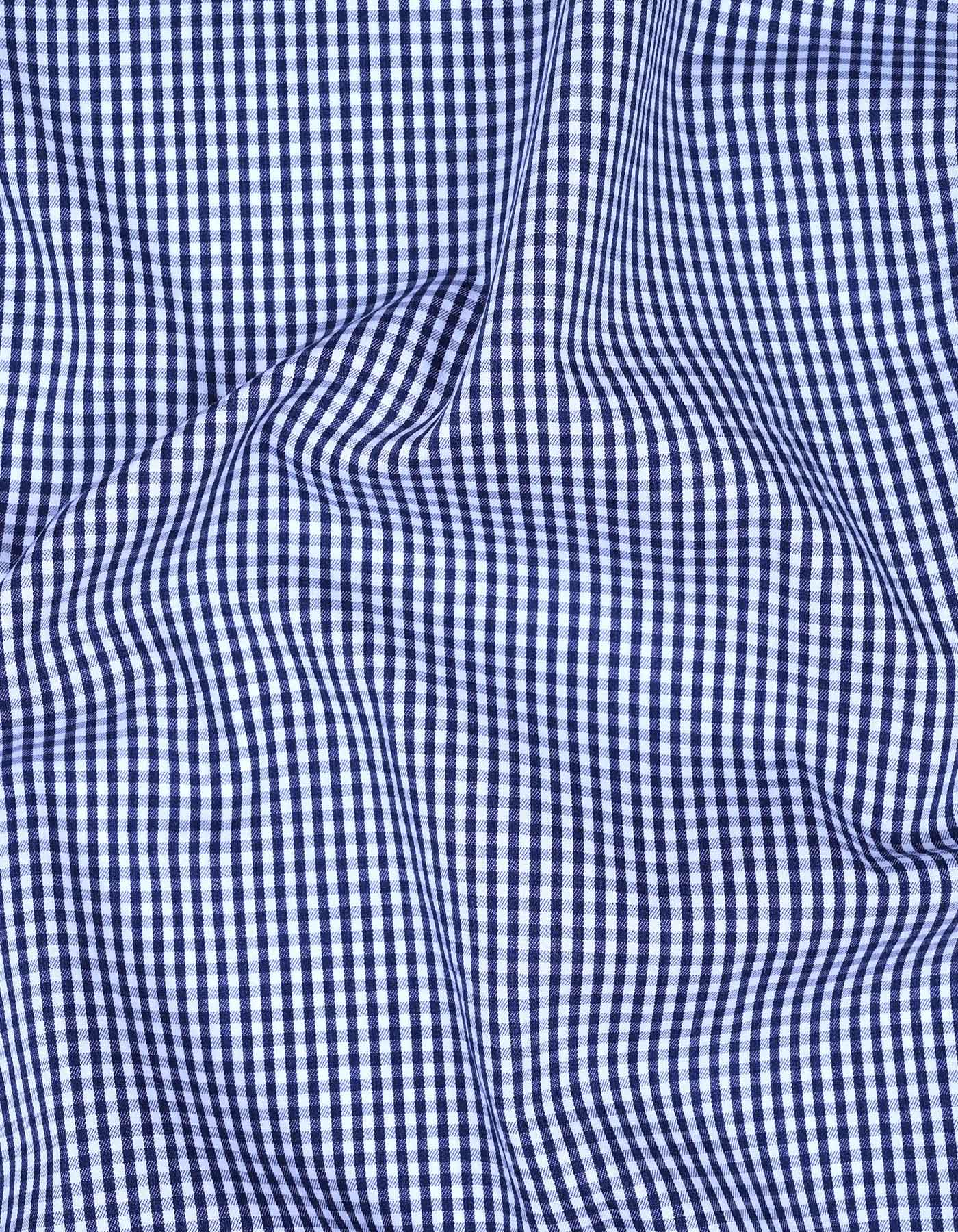 Navy Check Tailored Smart Fit Shirt - Image 4