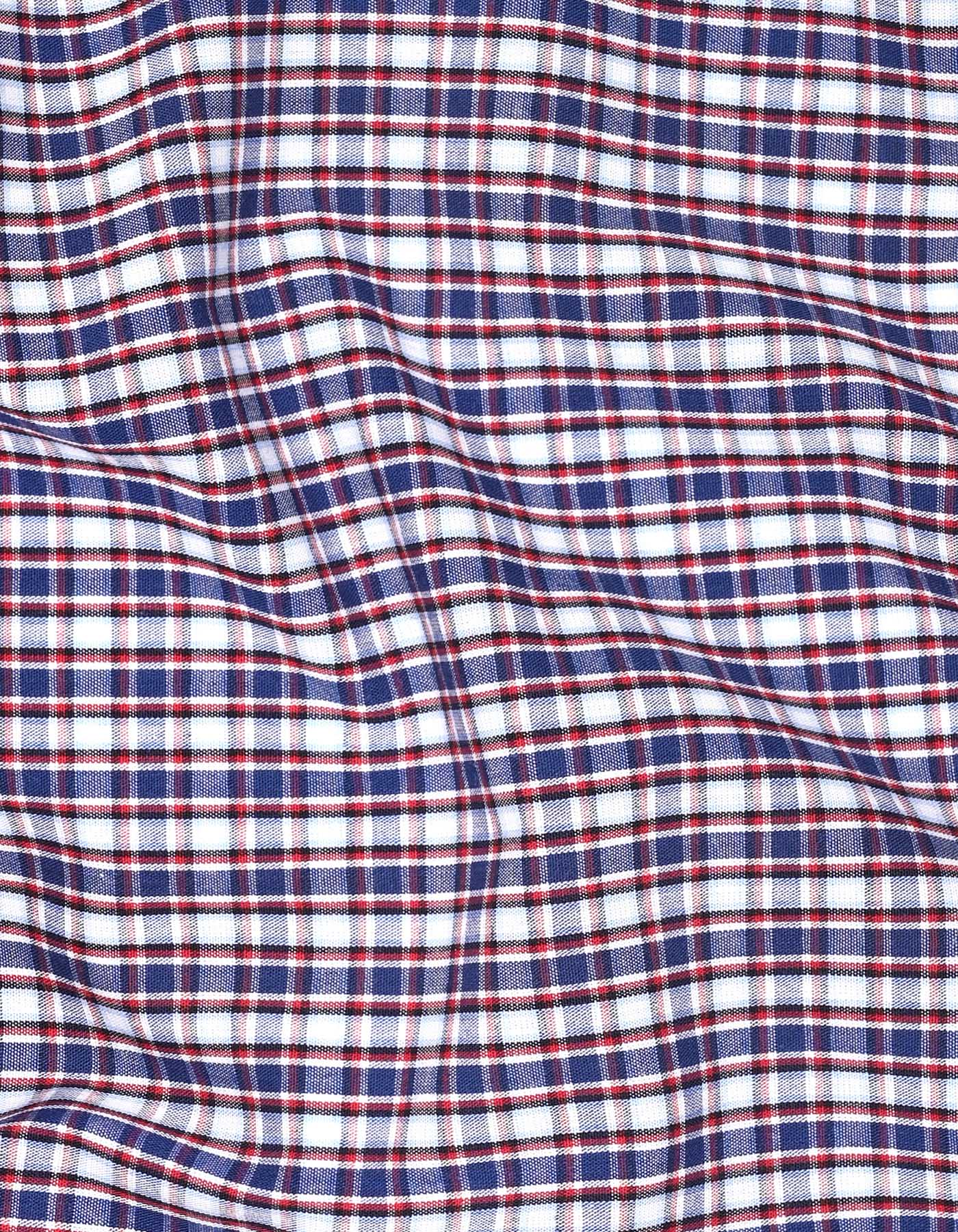Navy Check Tailored Smart Fit Shirt - Image 4