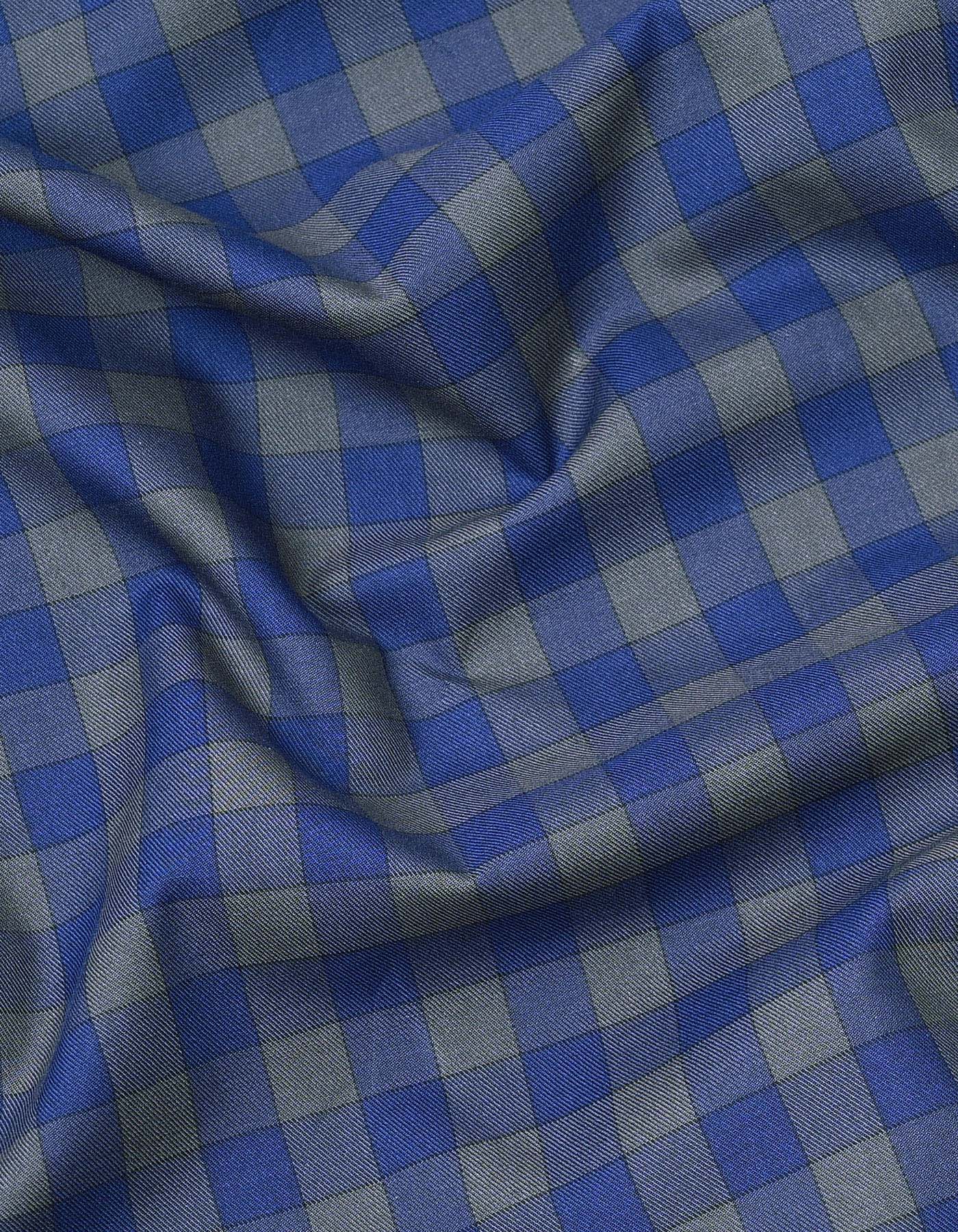 Navy Check Tailored Smart Fit Shirt - Image 4