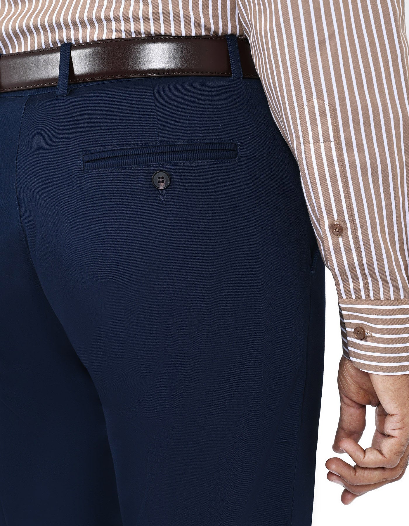 Navy Classic Fit Cotton Trouser - Image 4