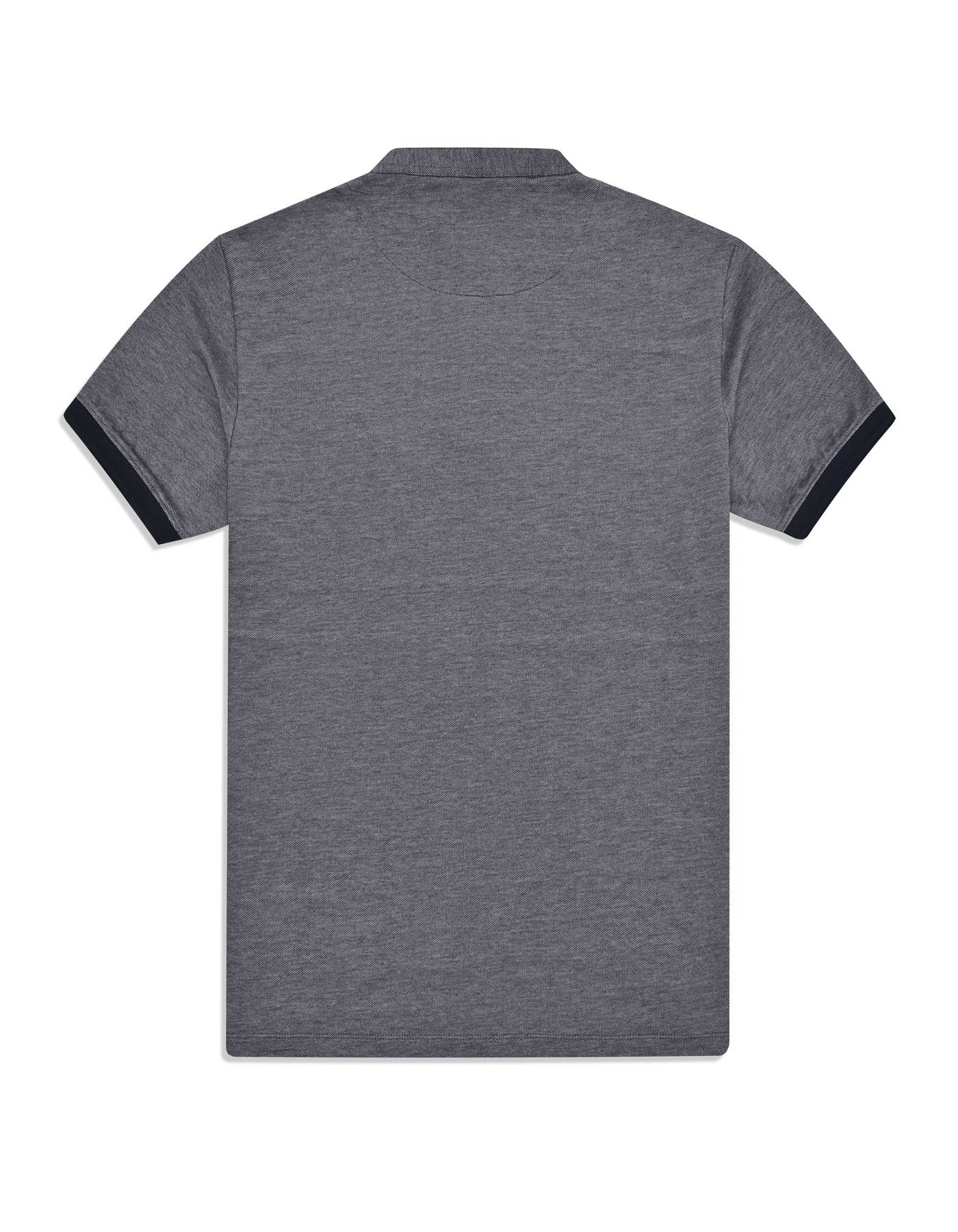 Navy Color Block Band Collar T-Shirt - Image 5