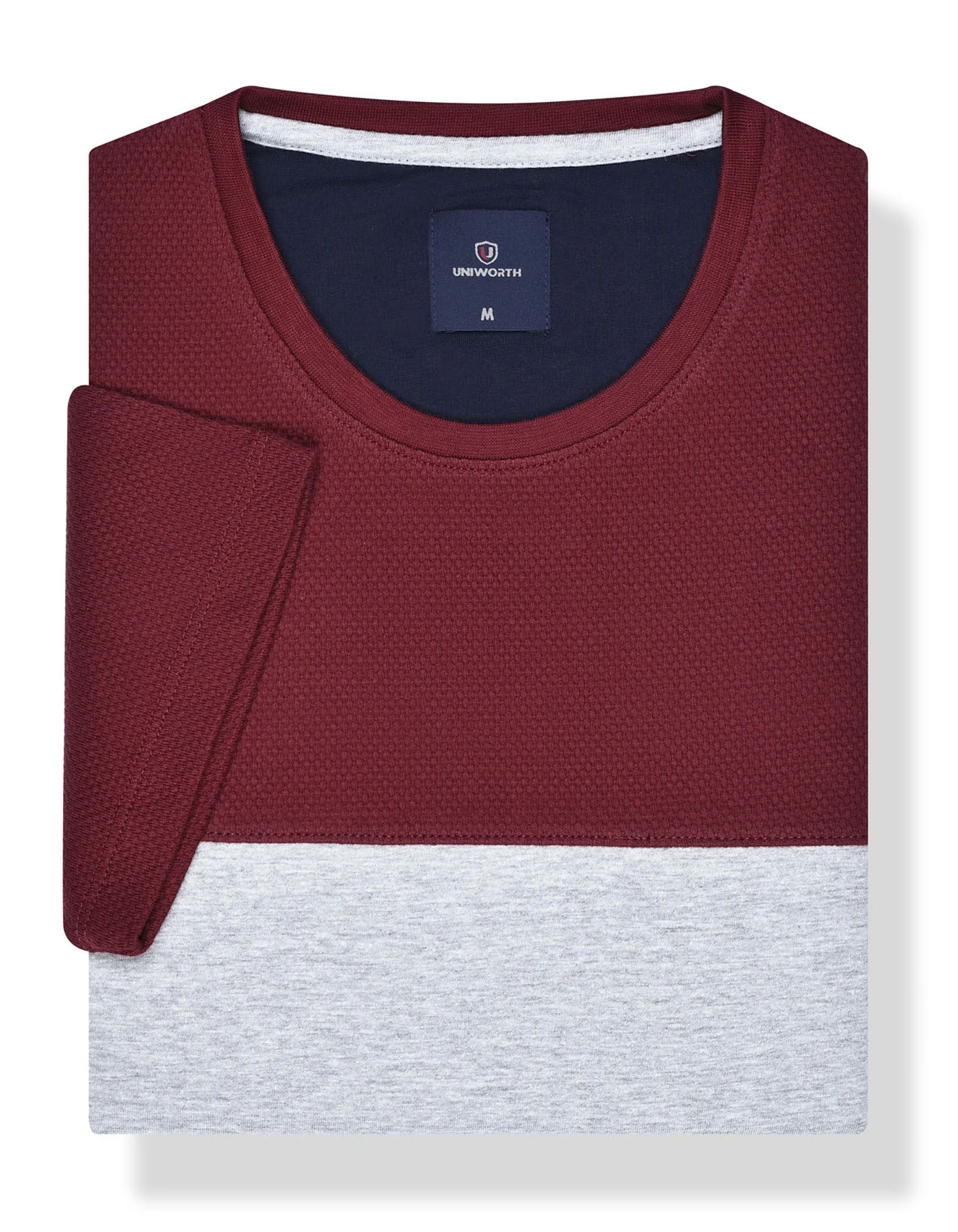 Navy Color Block Crew Neck T-shirt - Image 2
