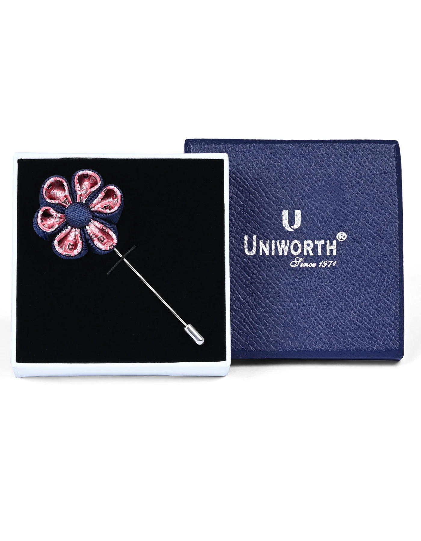 Navy Floral Coat Lapel Pin - Image 2