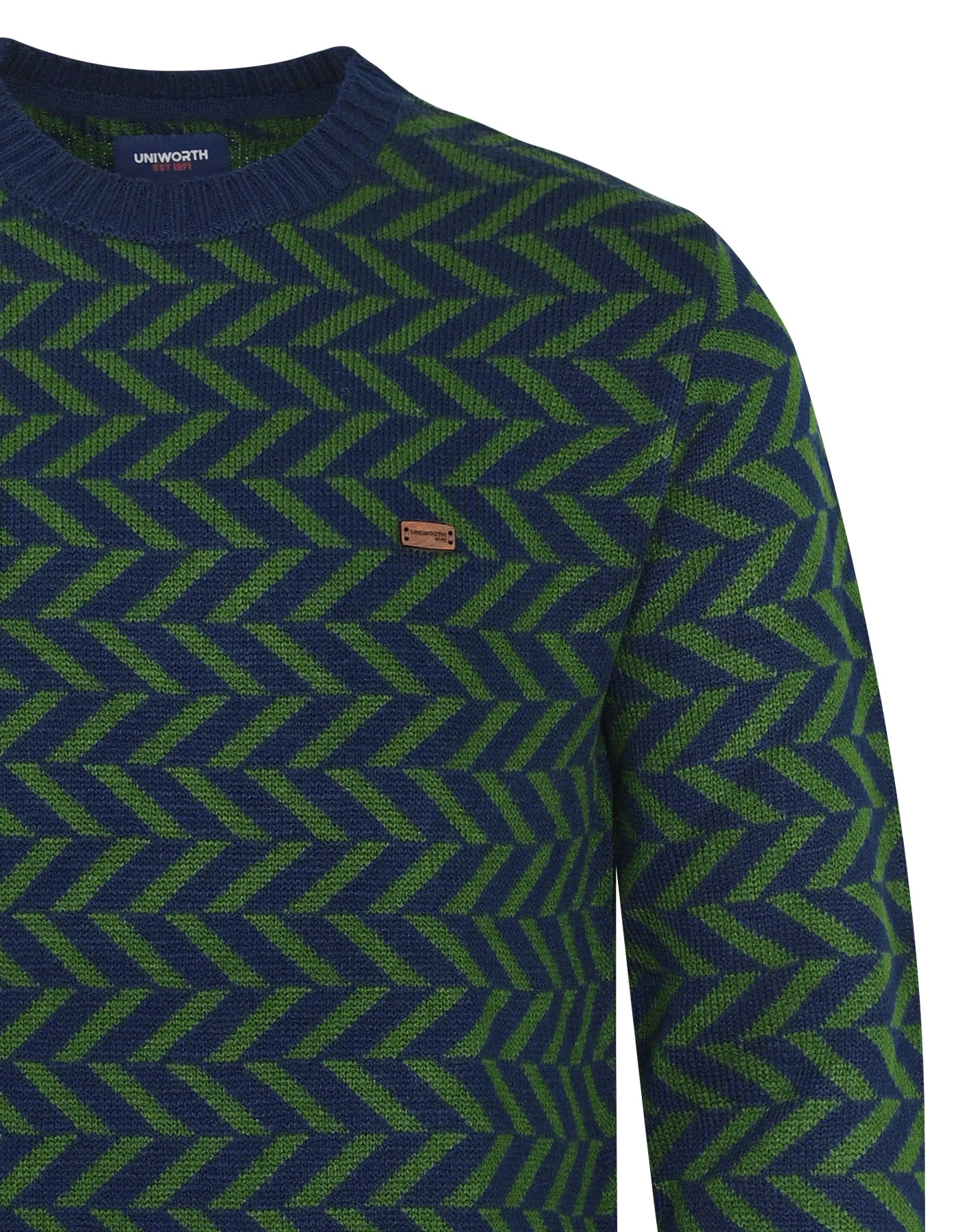 Navy Geometric Crew Neck Sweater - Image 3