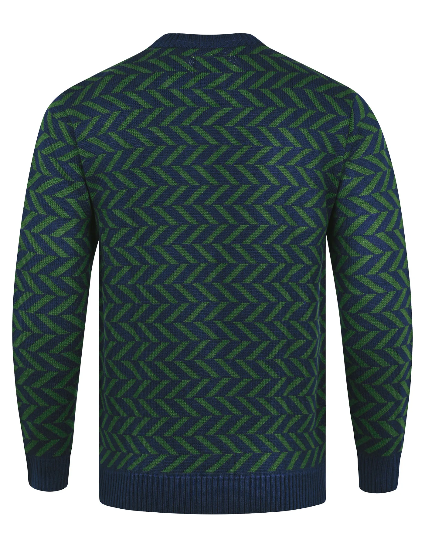 Navy Geometric Crew Neck Sweater - Image 5