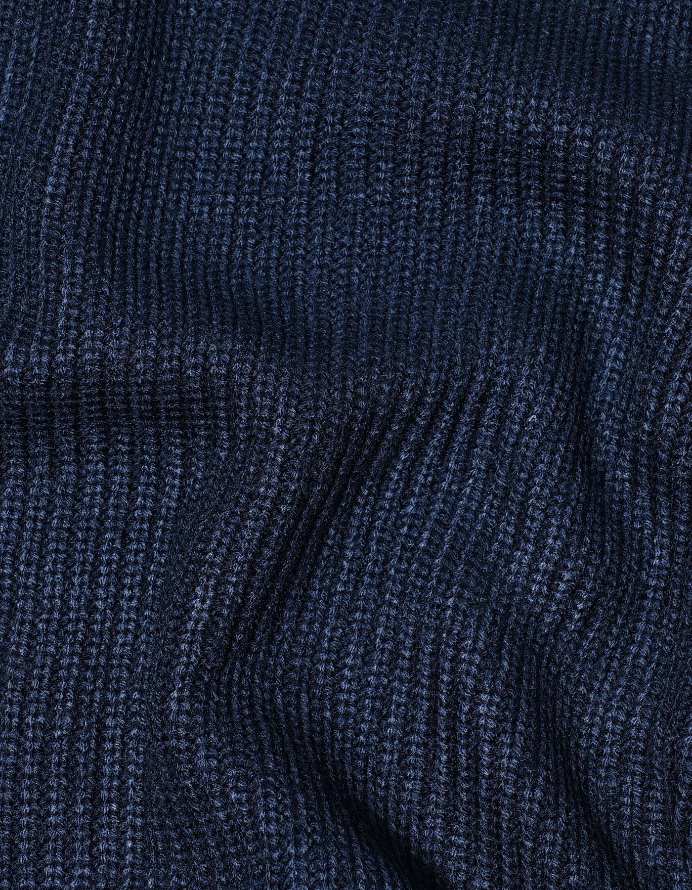 Navy Geometric High Neck Sweater - Image 6