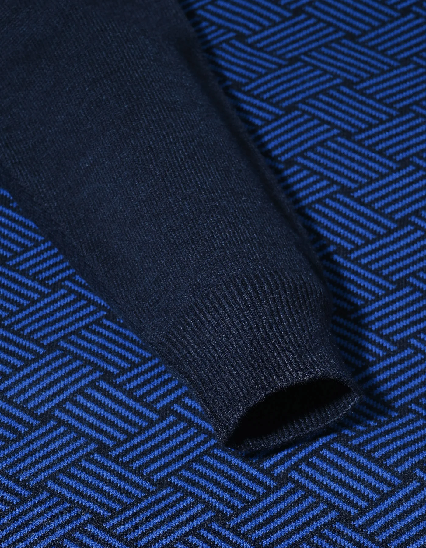 Navy Geometric Mock Neck Sweater - Image 3
