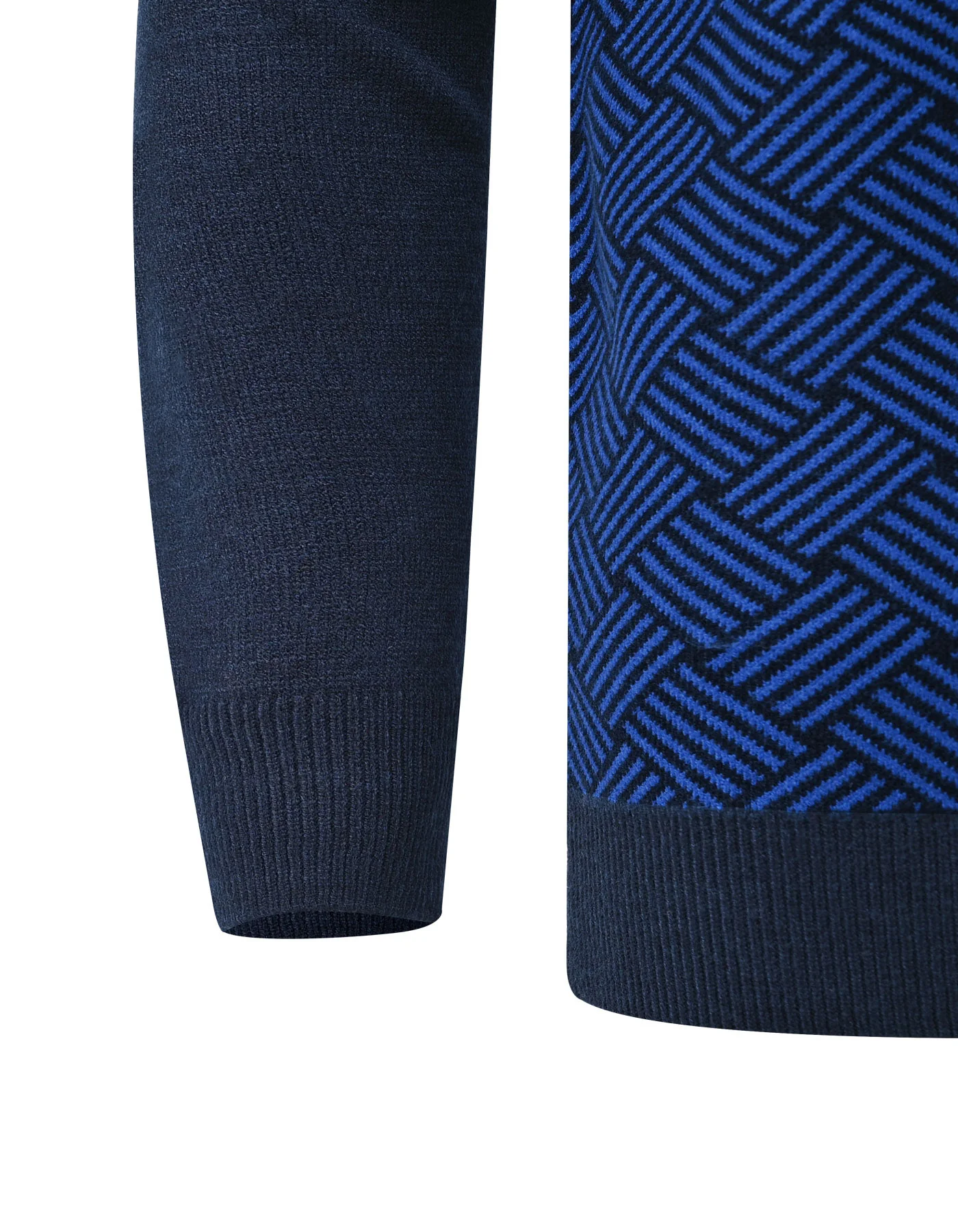 Navy Geometric Mock Neck Sweater - Image 4