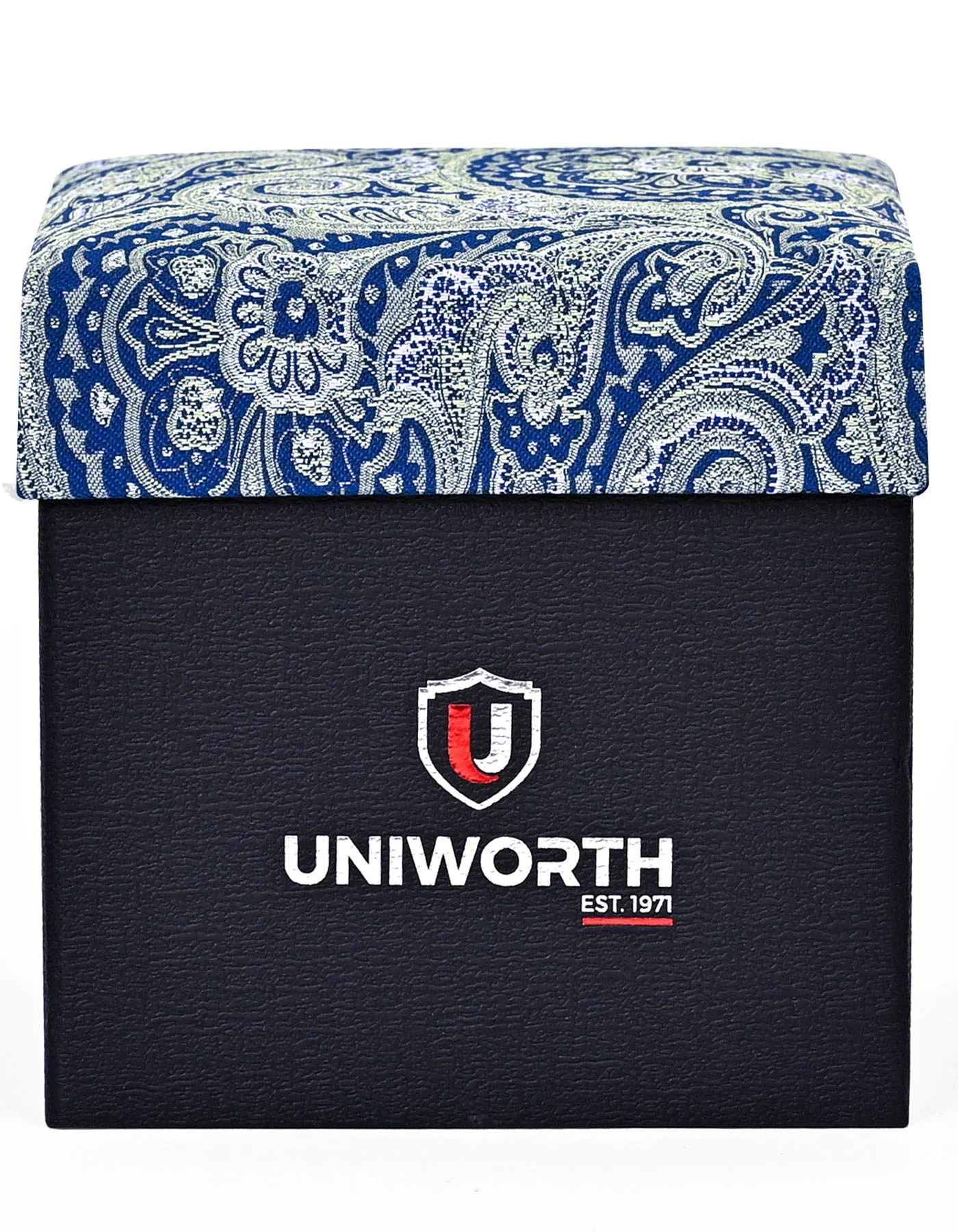 Navy Paisley Cufflink Tie Set - Image 3