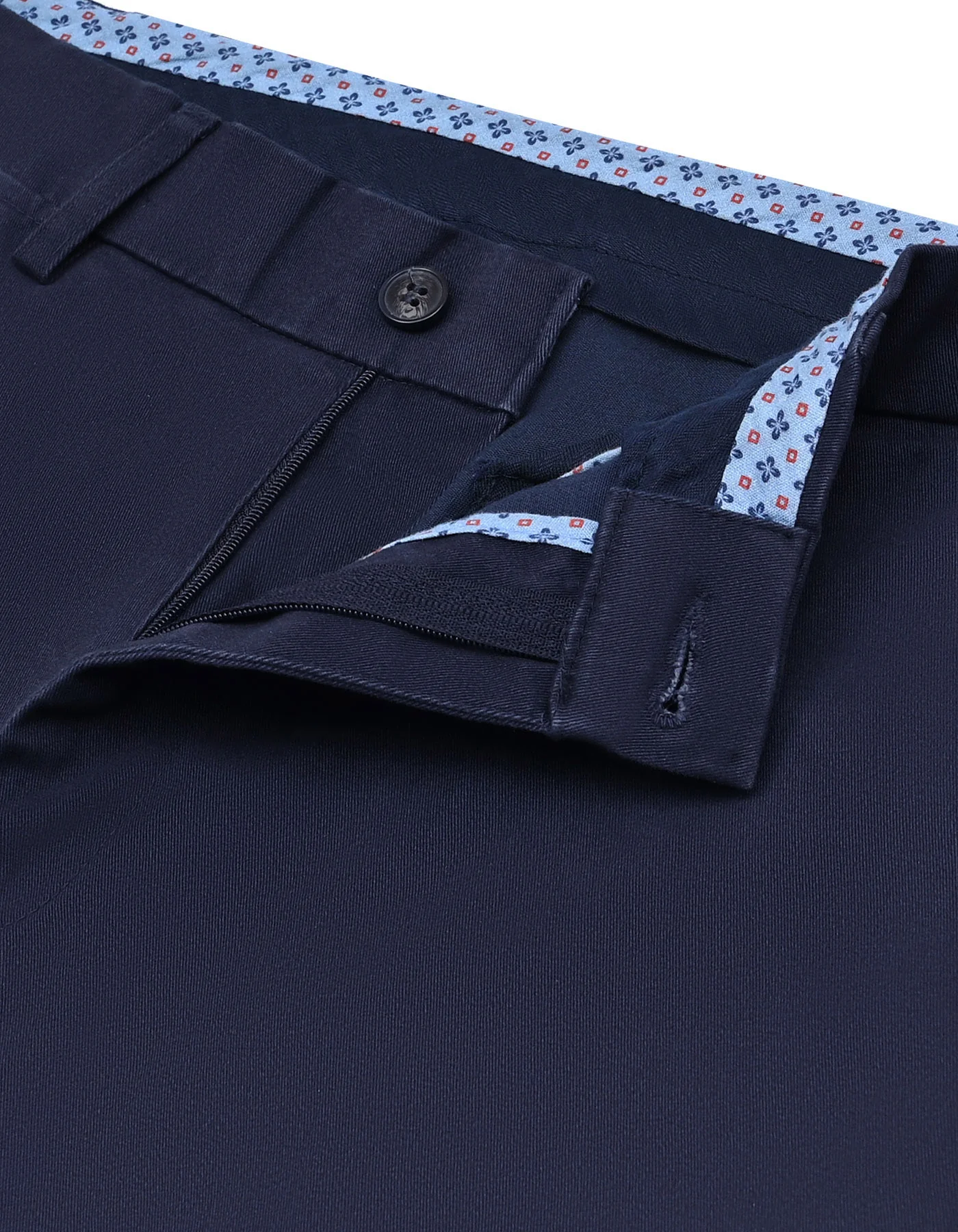 Navy Plain Classic Fit Cotton Trouser - Image 2
