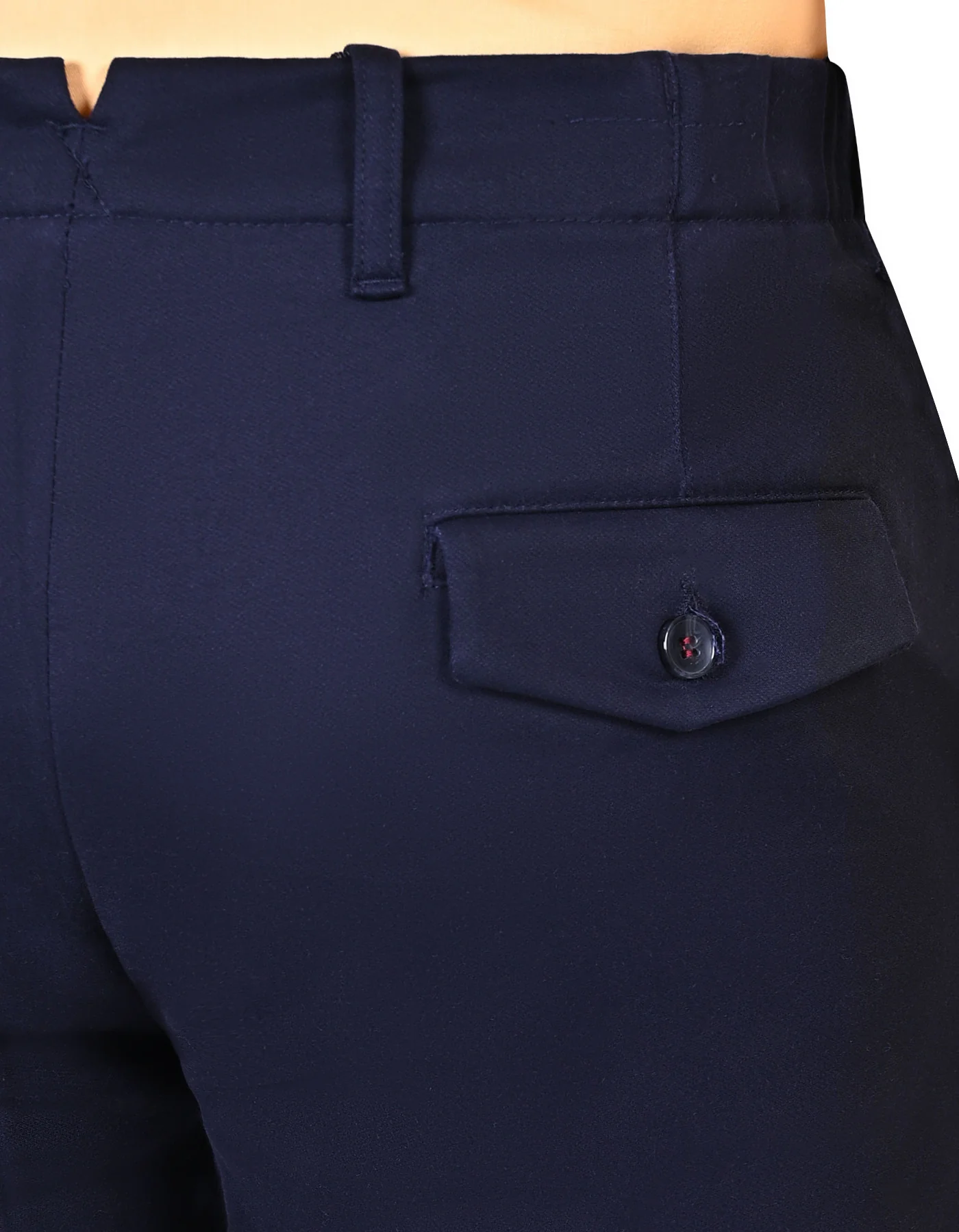 Navy Plain Classic Fit Cotton Trouser - Image 4
