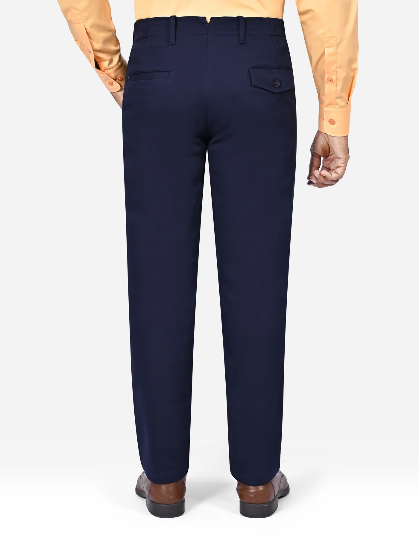 Navy Plain Classic Fit Cotton Trouser - Image 5