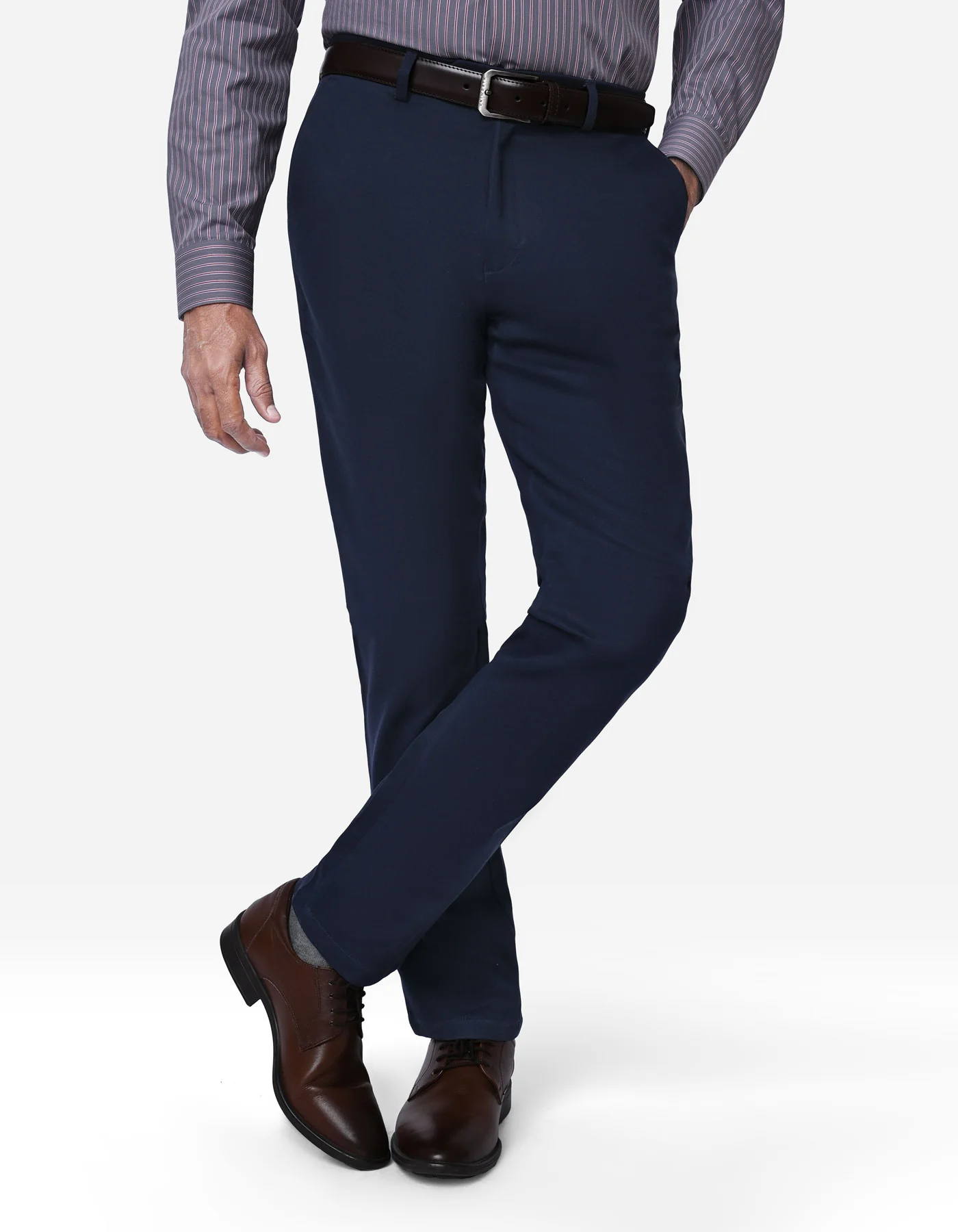 Navy Plain Classic Fit Cotton Trouser