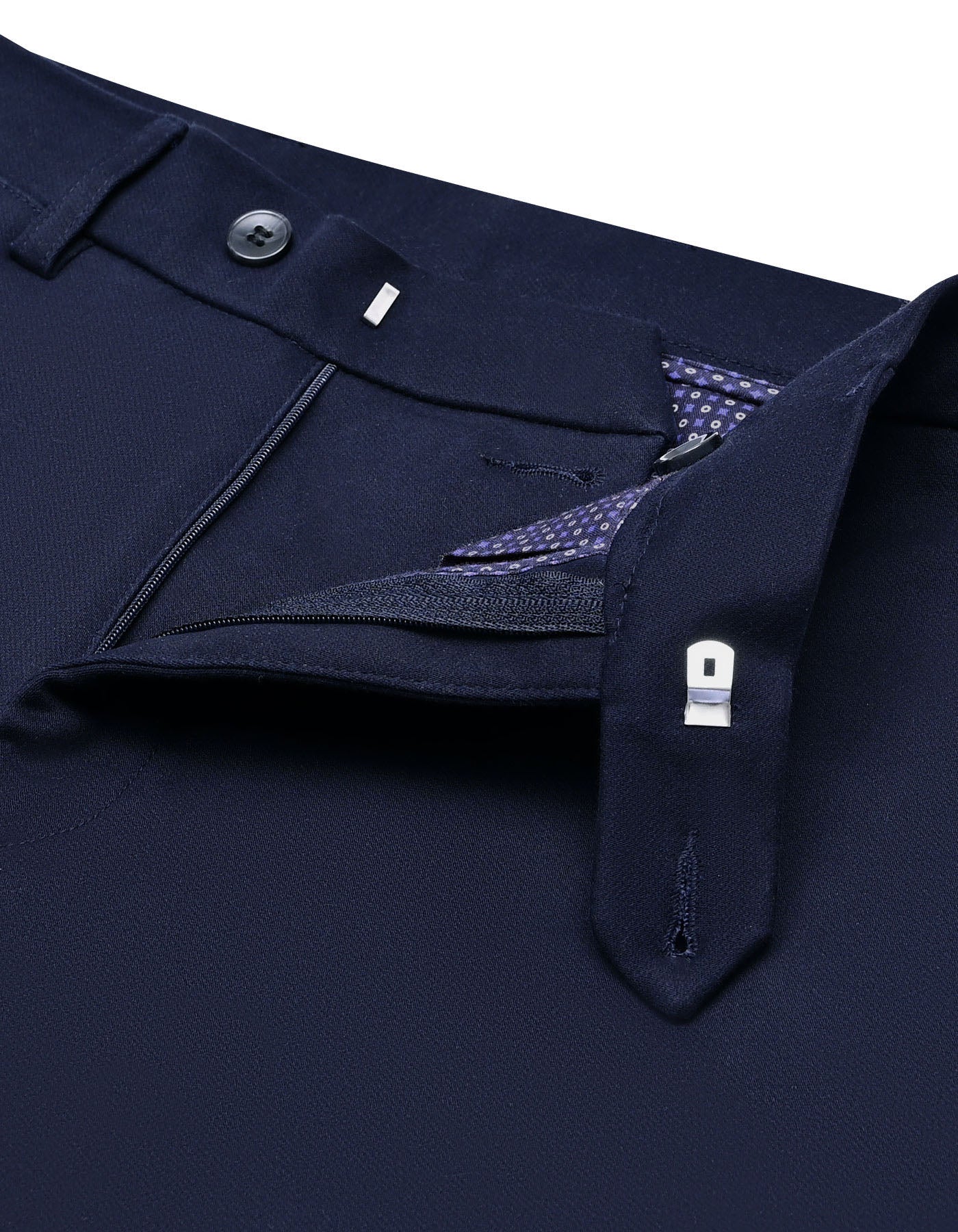 Navy Plain Classic Fit Cotton Trouser - Image 2