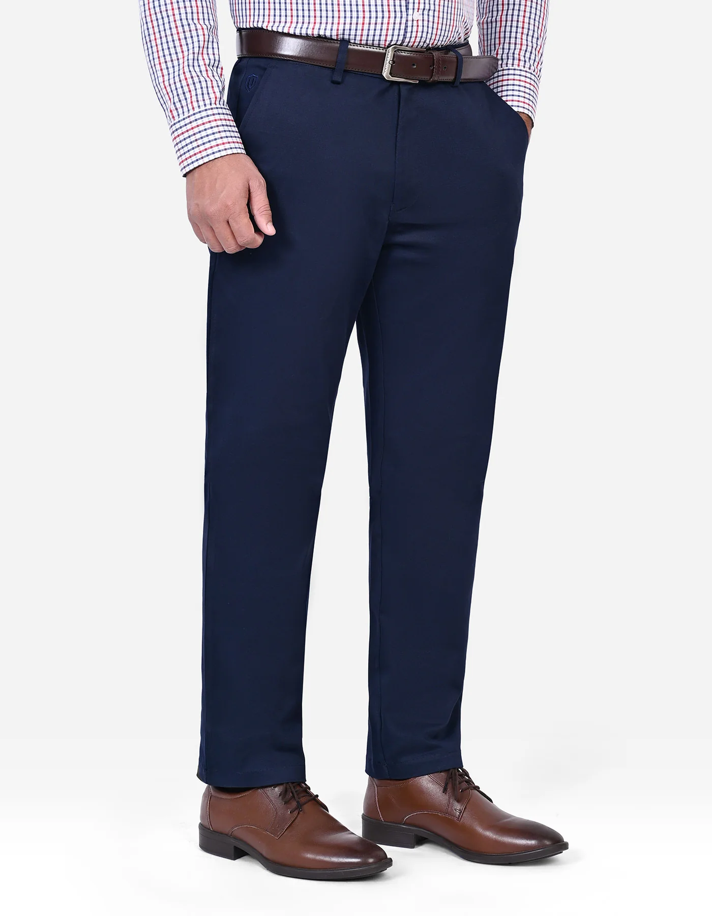 Navy Plain Classic Fit Cotton Trouser