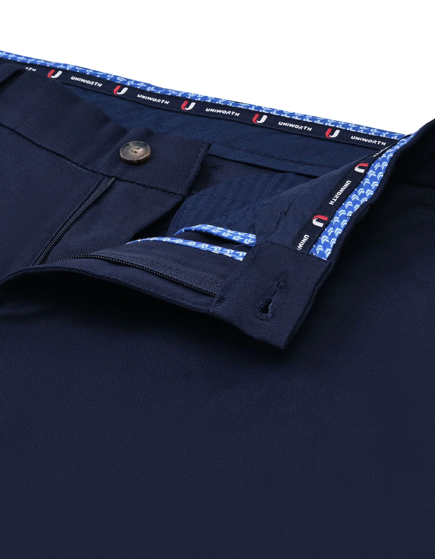 Navy Plain Classic Fit Cotton Trouser - Image 2