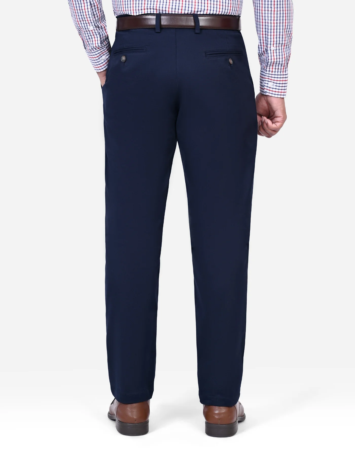 Navy Plain Classic Fit Cotton Trouser - Image 5