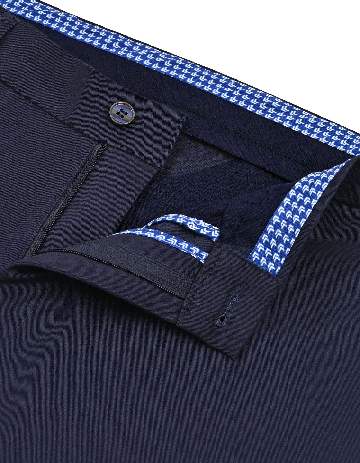 Navy Plain Classic Fit Cotton Trouser - Image 2