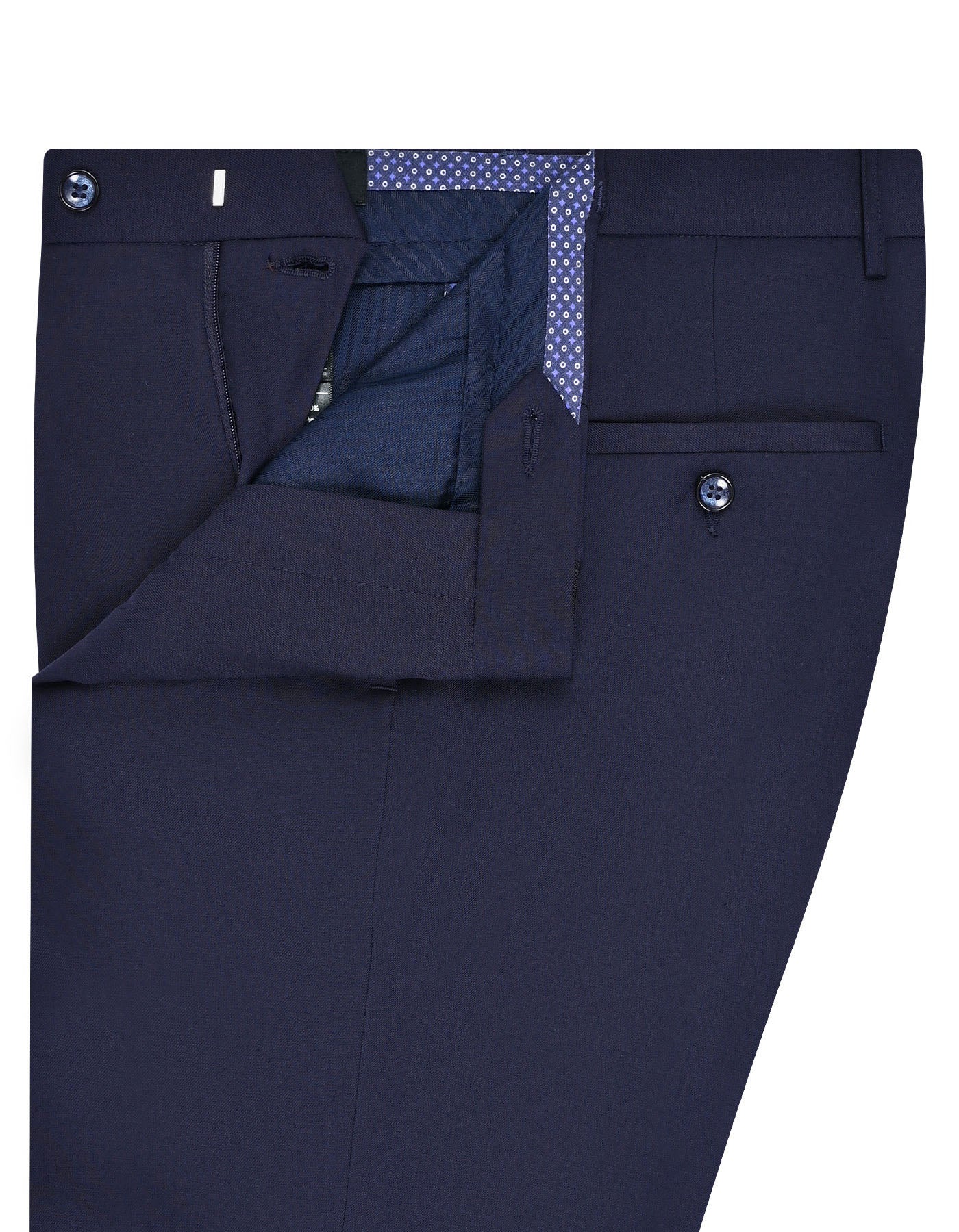 Navy Plain Classic Fit Formal Trouser - Image 2