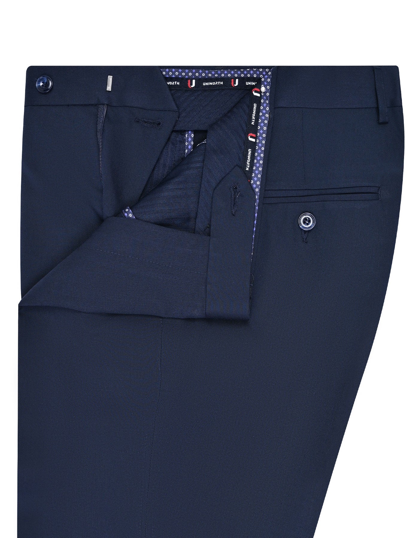 Navy Plain Classic Fit Formal Trouser - Image 2