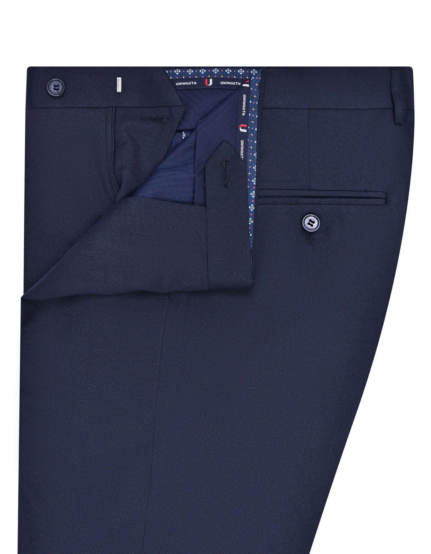 Navy Plain Classic Fit Formal Trouser - Image 2