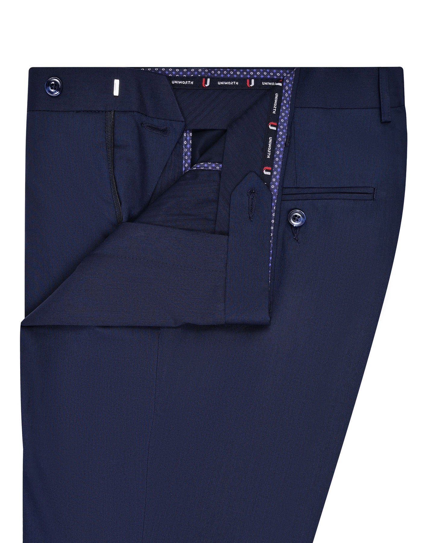 Navy Plain Classic Fit Formal Trouser - Image 2