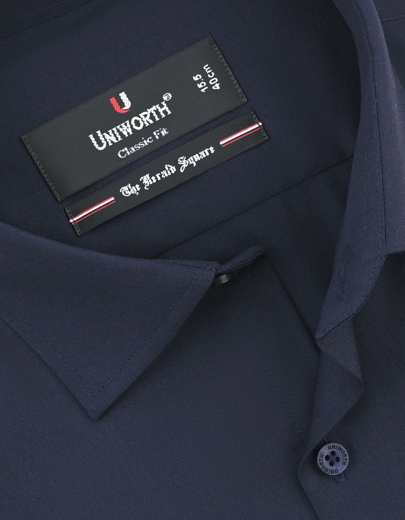 Navy Plain Classic Fit Shirt - Image 2