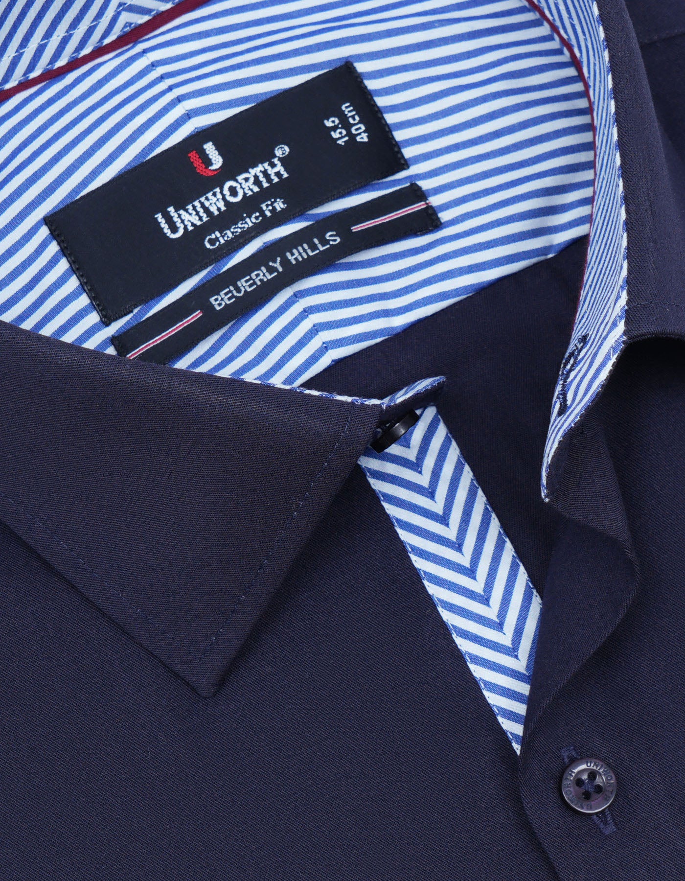 Navy Plain Classic Fit Shirt - Image 2