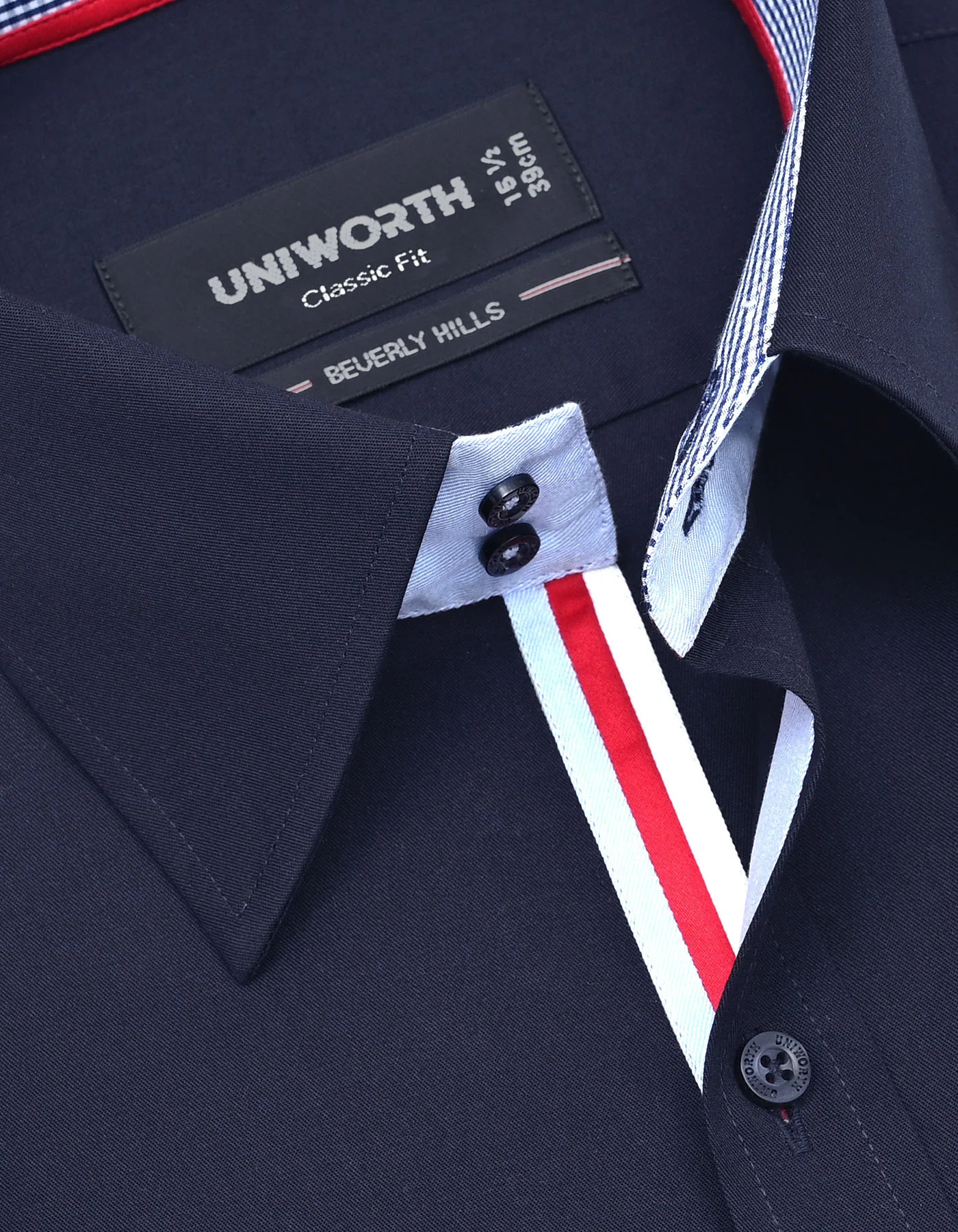 Navy Plain Classic Fit Shirt - Image 2