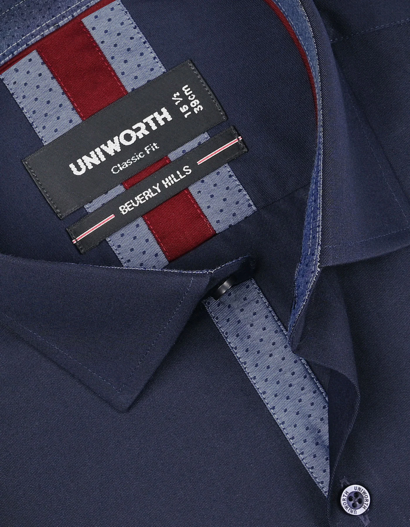 Navy Plain Classic Fit Shirt - Image 2