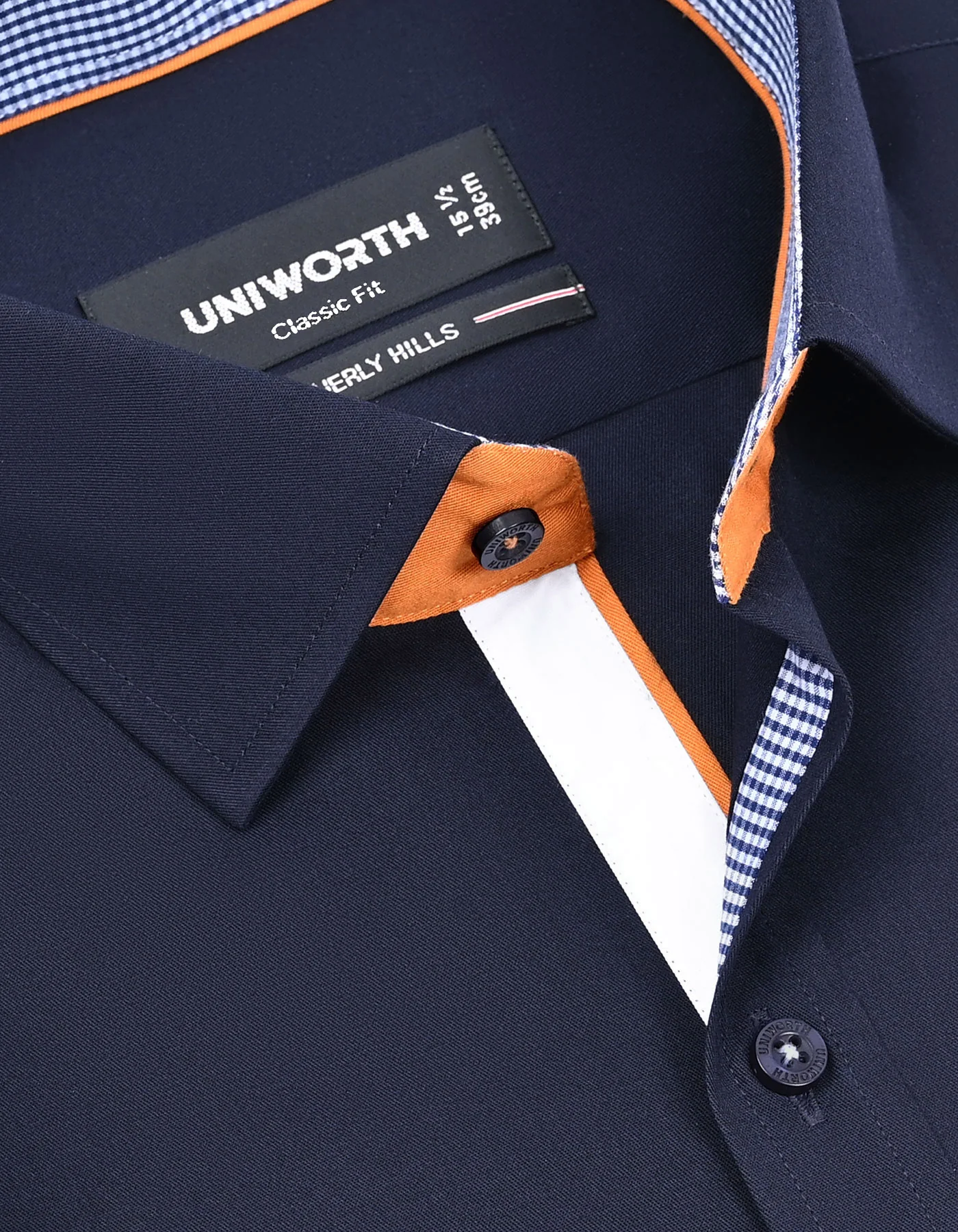 Navy Plain Classic Fit Shirt - Image 2