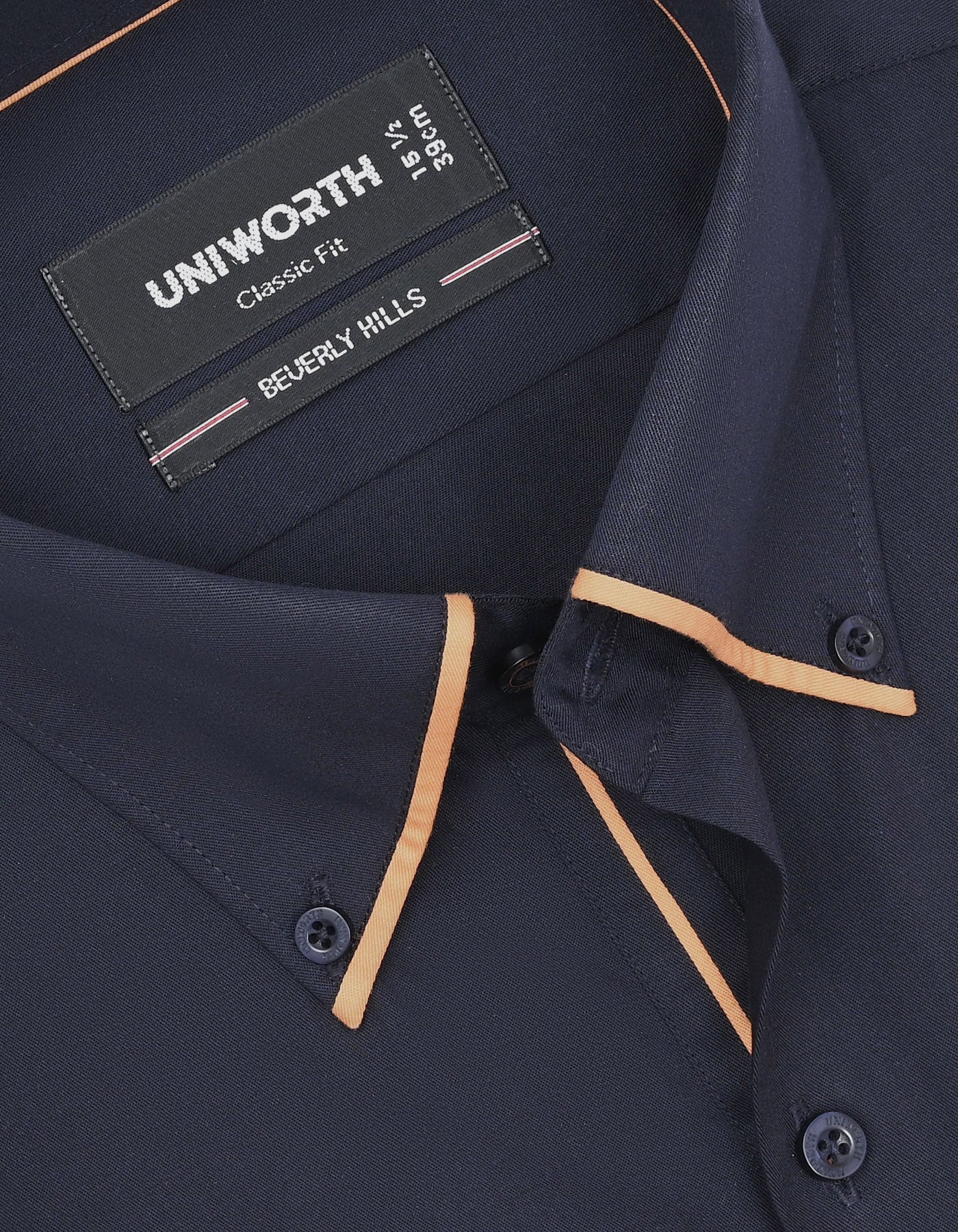 Navy Plain Classic Fit Shirt - Image 2