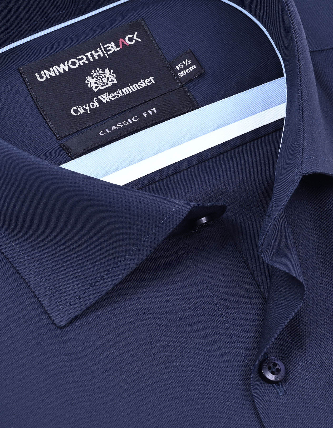 Navy Plain Classic Fit Shirt - Image 2