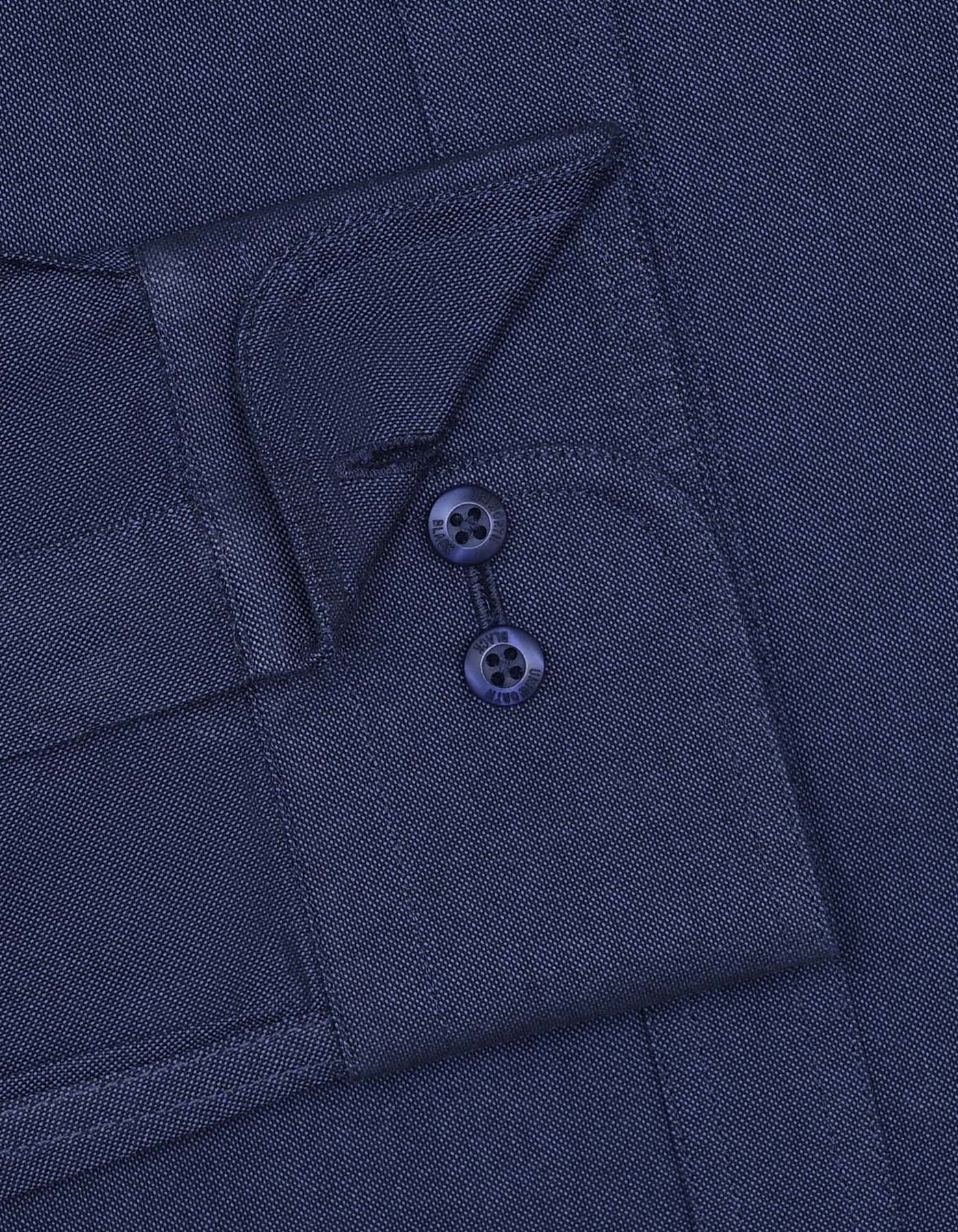 Navy Plain Classic Fit Shirt - Image 3