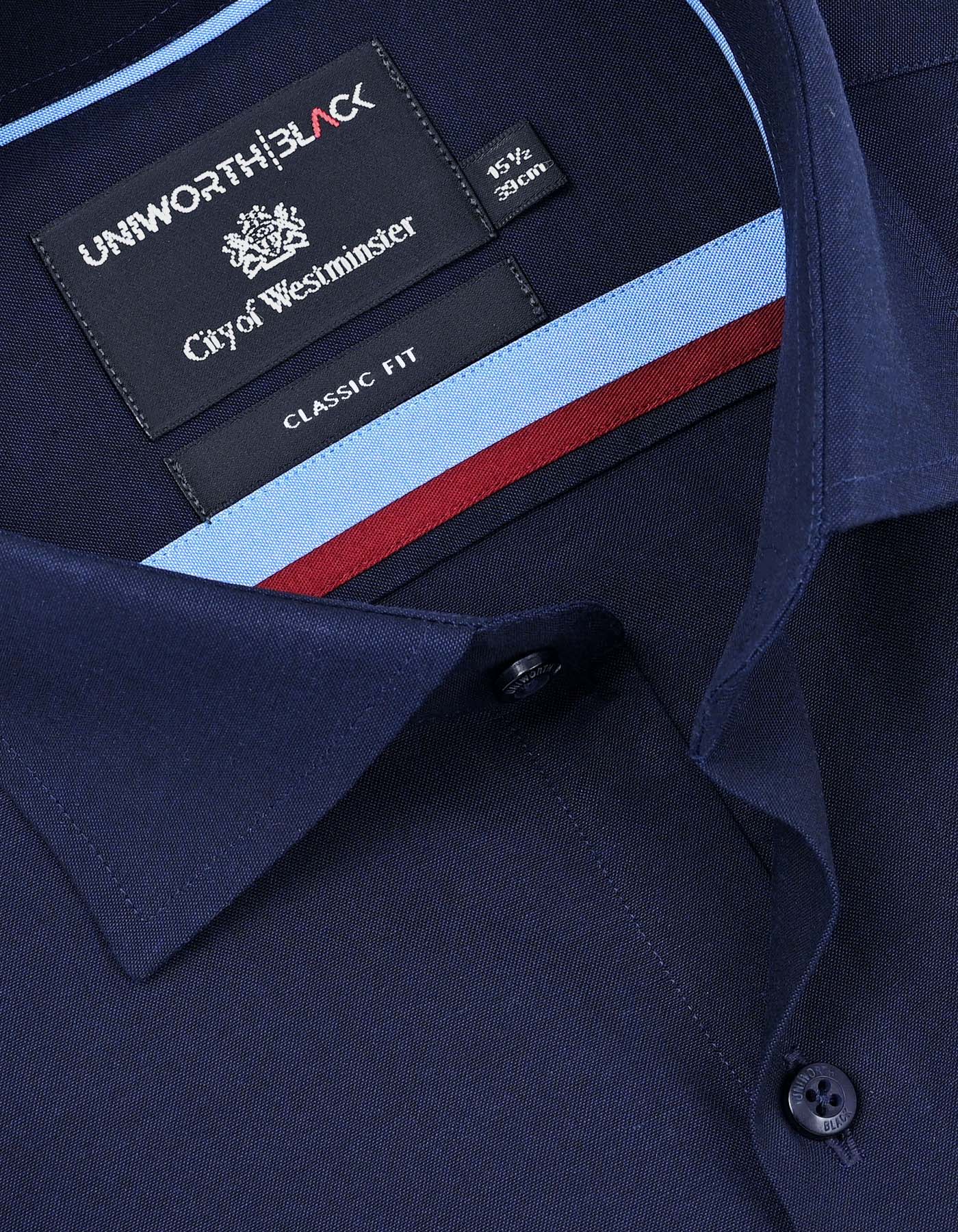 Navy Plain Classic Fit Shirt - Image 2