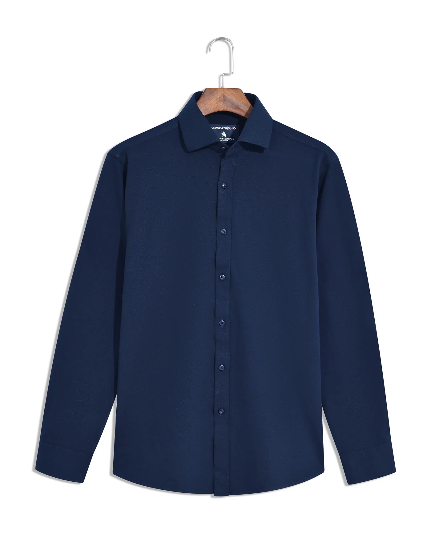Navy Plain Classic Fit Shirt - Image 3