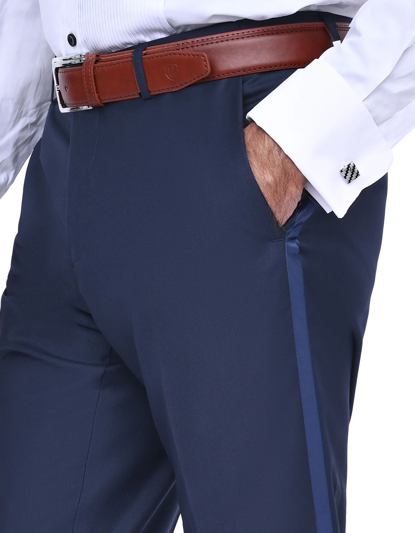 Navy Plain Classic Fit Tuxedo Suit - Image 3