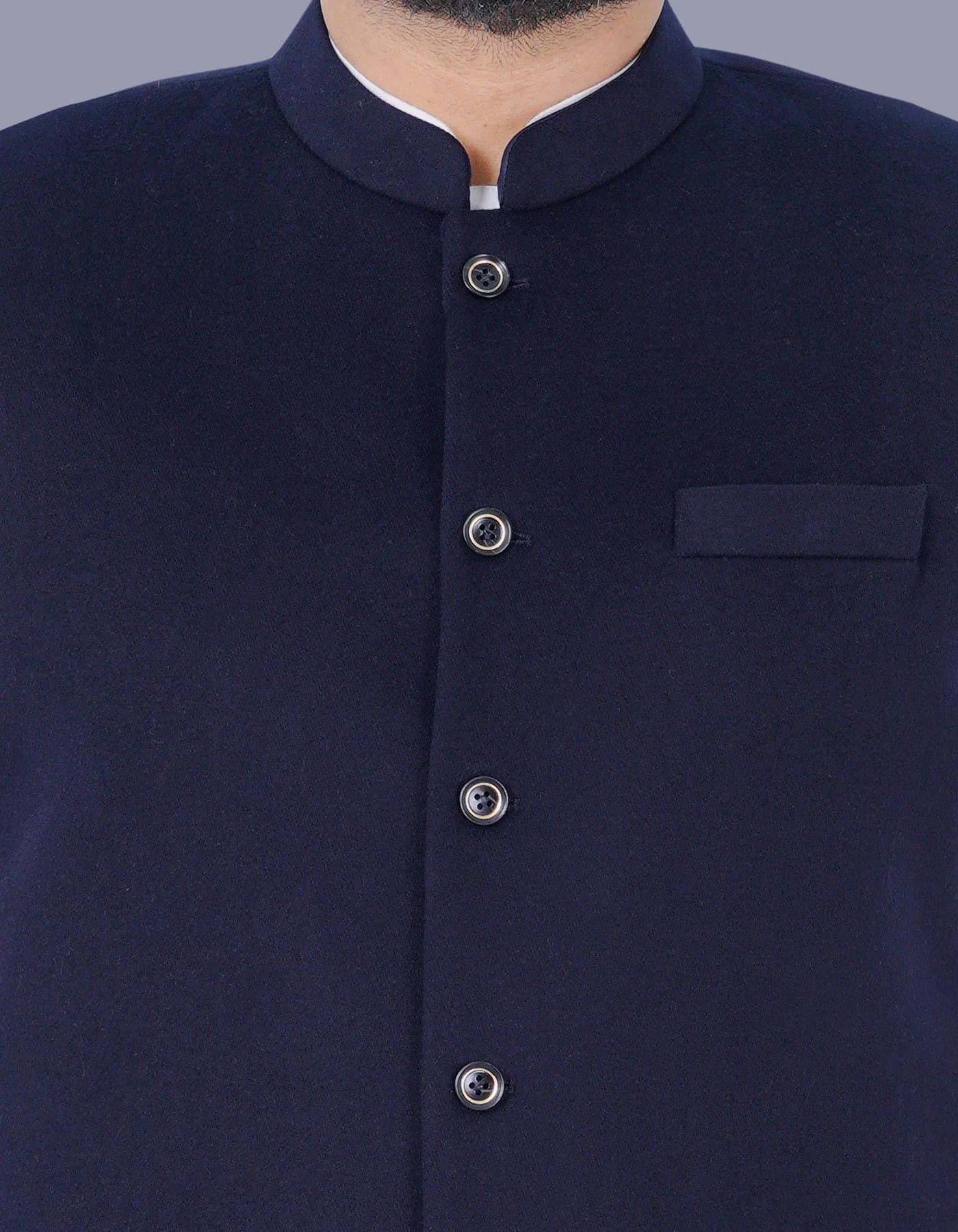Navy Plain Classic Fit Waist Coat - Image 2