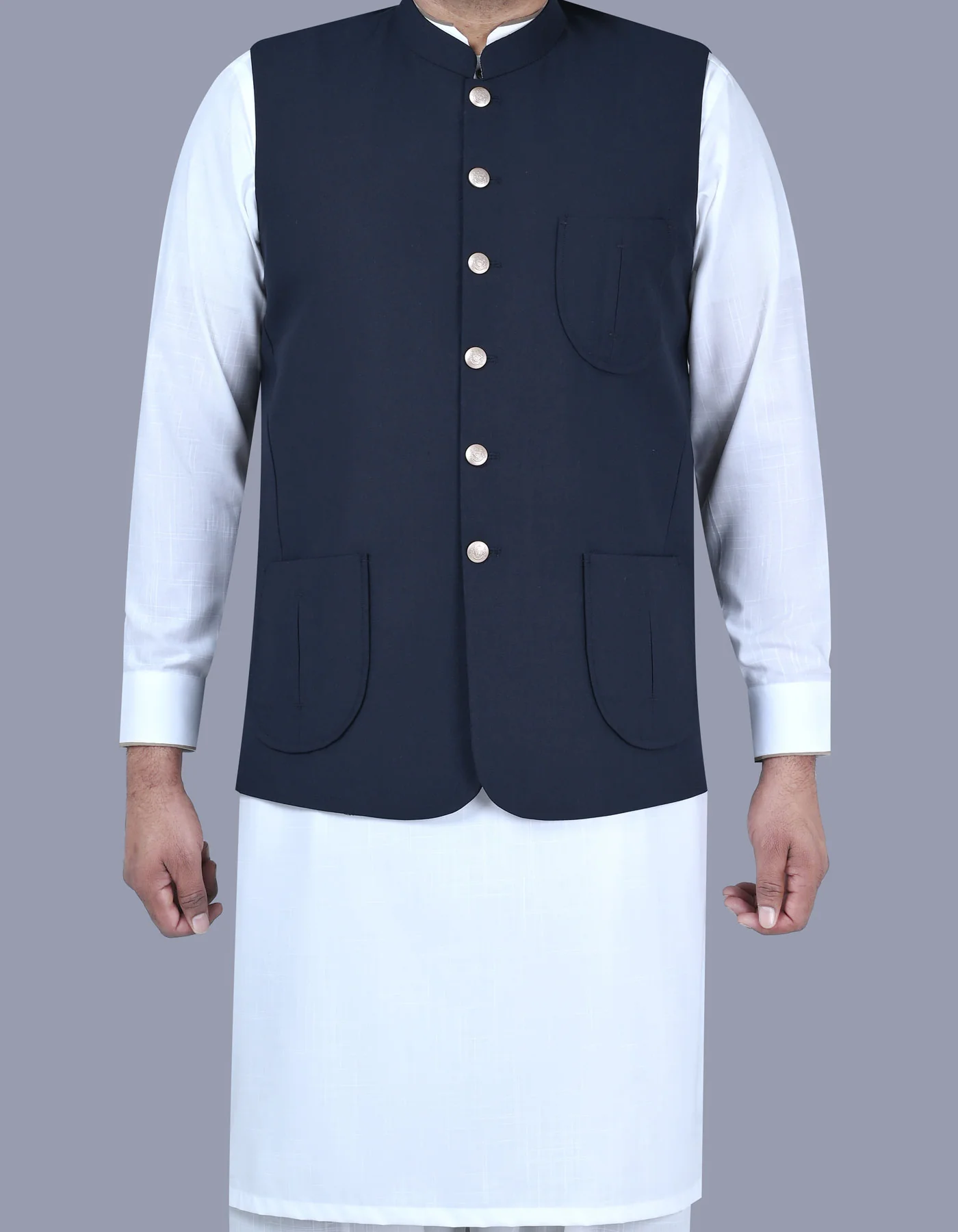 Navy Plain Classic Fit Waistcoat