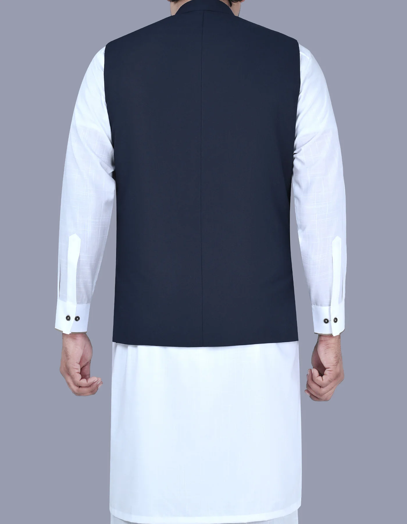 Navy Plain Classic Fit Waistcoat - Image 4