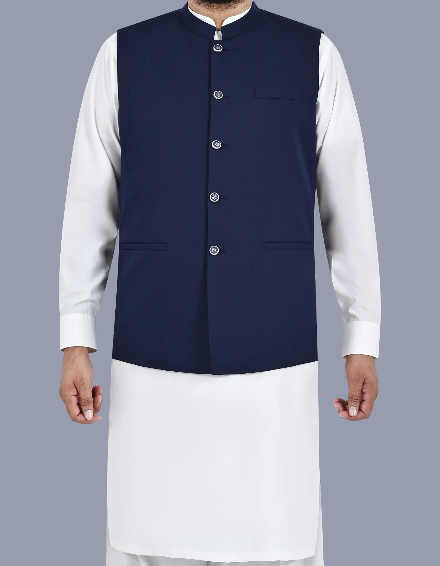 Navy Plain Classic Fit Waistcoat
