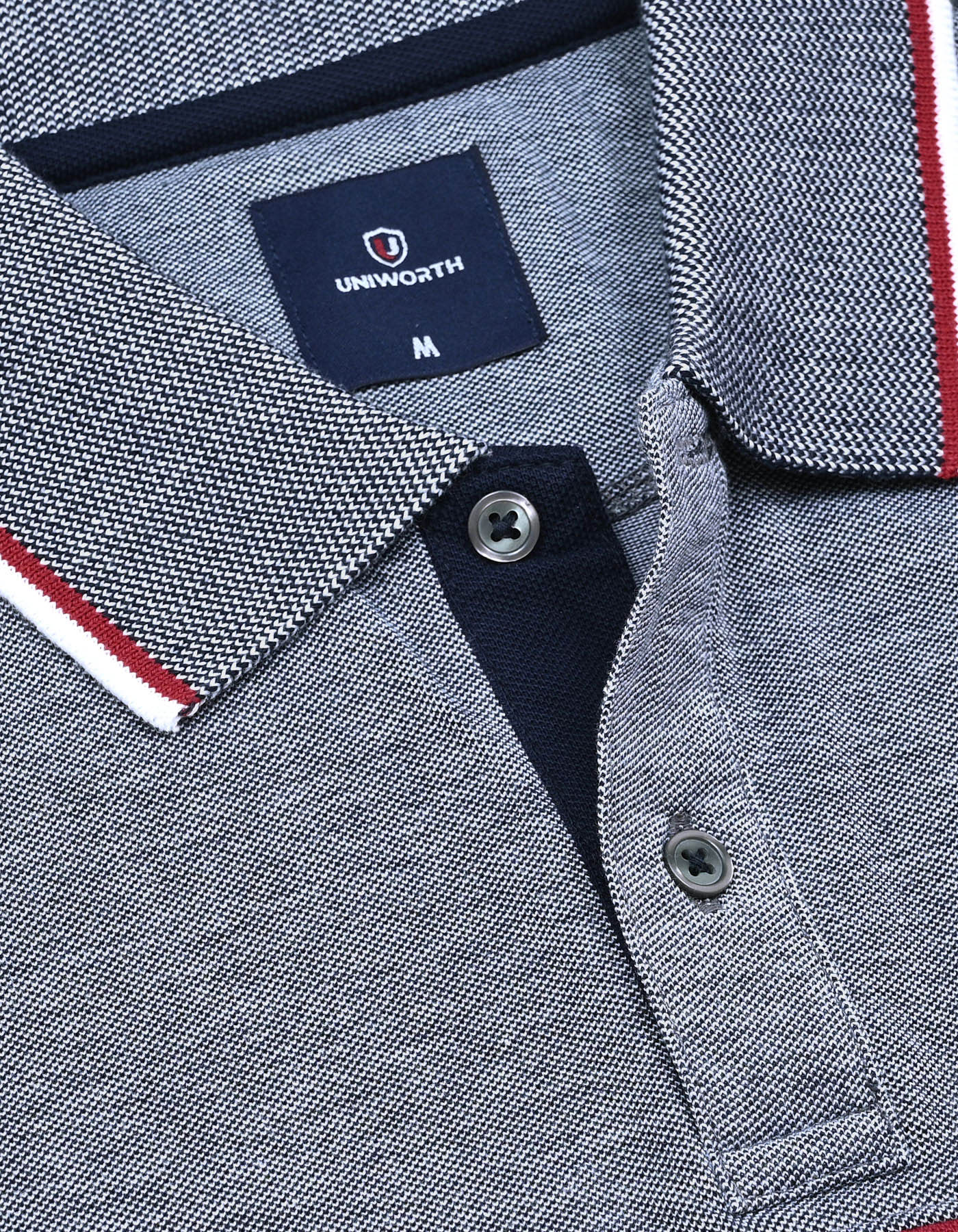 Navy Plain Color Block Polo Shirt - Image 3