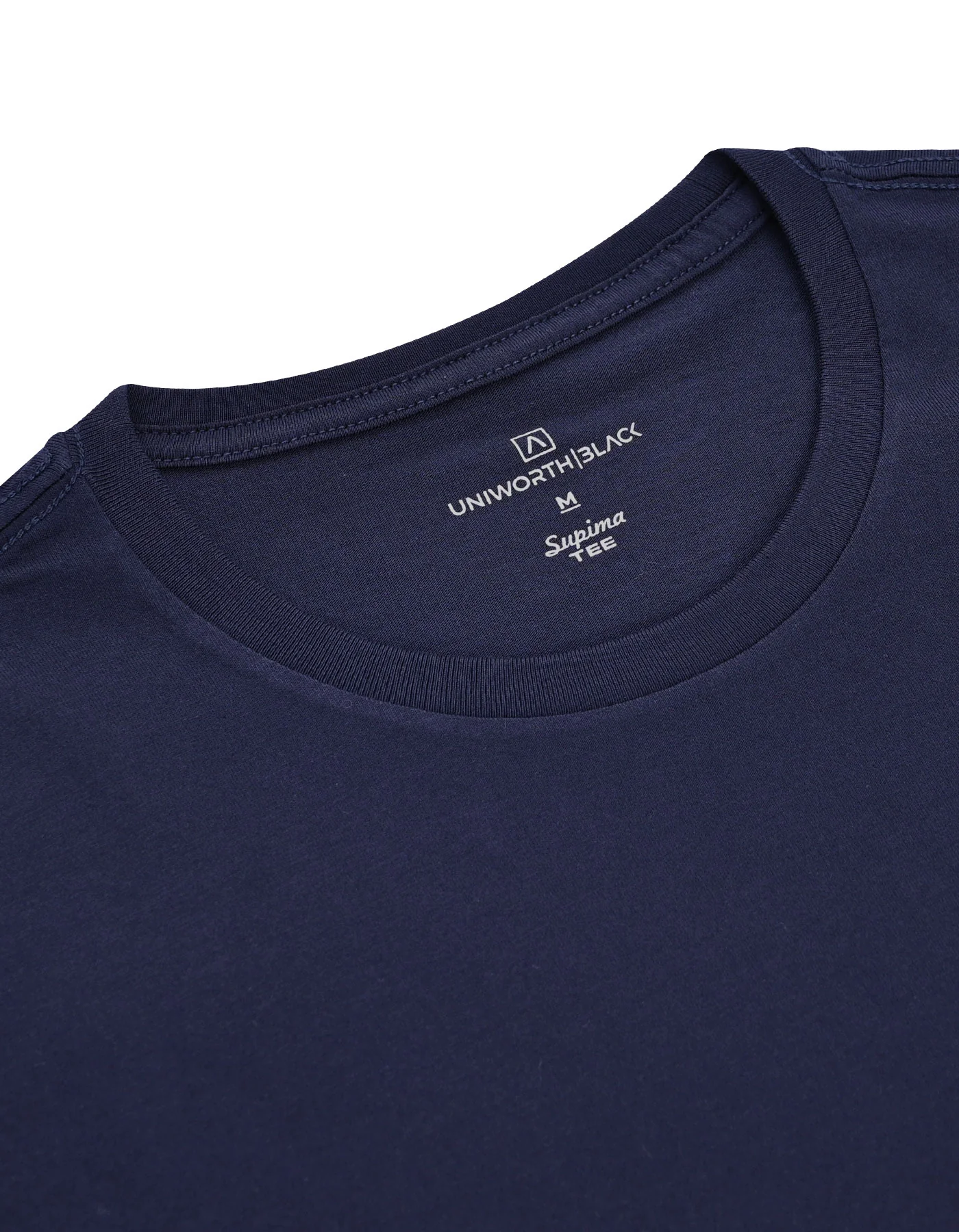 Navy Plain Crew Neck Supima T-Shirt - Image 3